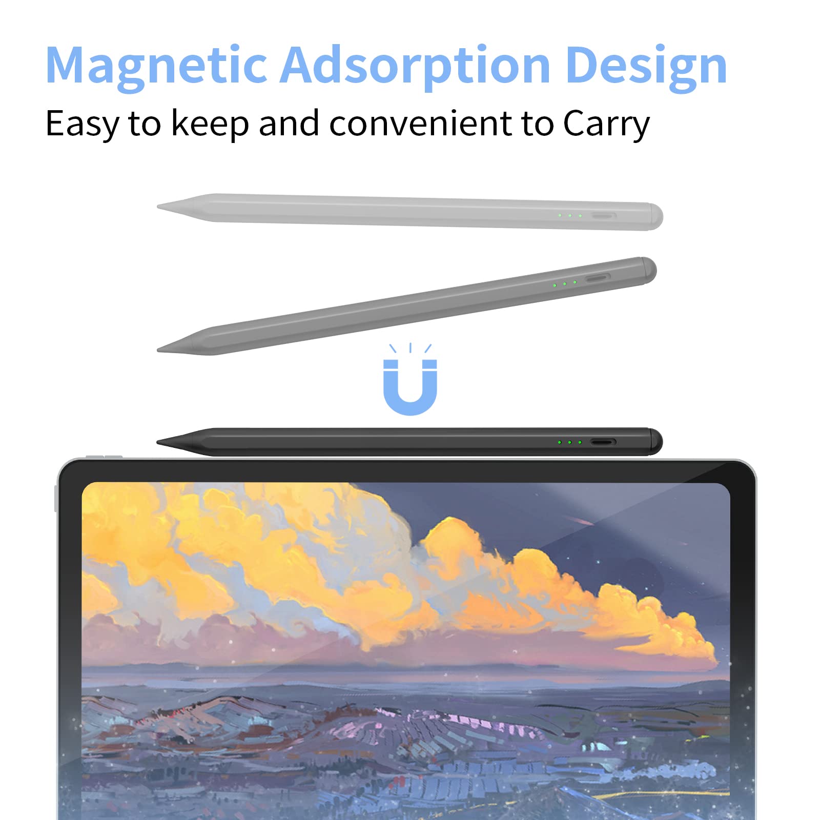 Apple Pencil Stylus for iPad 10th/9th/8th/7th/6th Gen, iPad Mini 6th/5th, iPad Air 5th/4th/3rd, iPad Pro 11 & 12.9 Inch - Tilt & Pressure Sensitive with Palm Rejection - Perfect for Drawing, Note-Taking & Digital Art