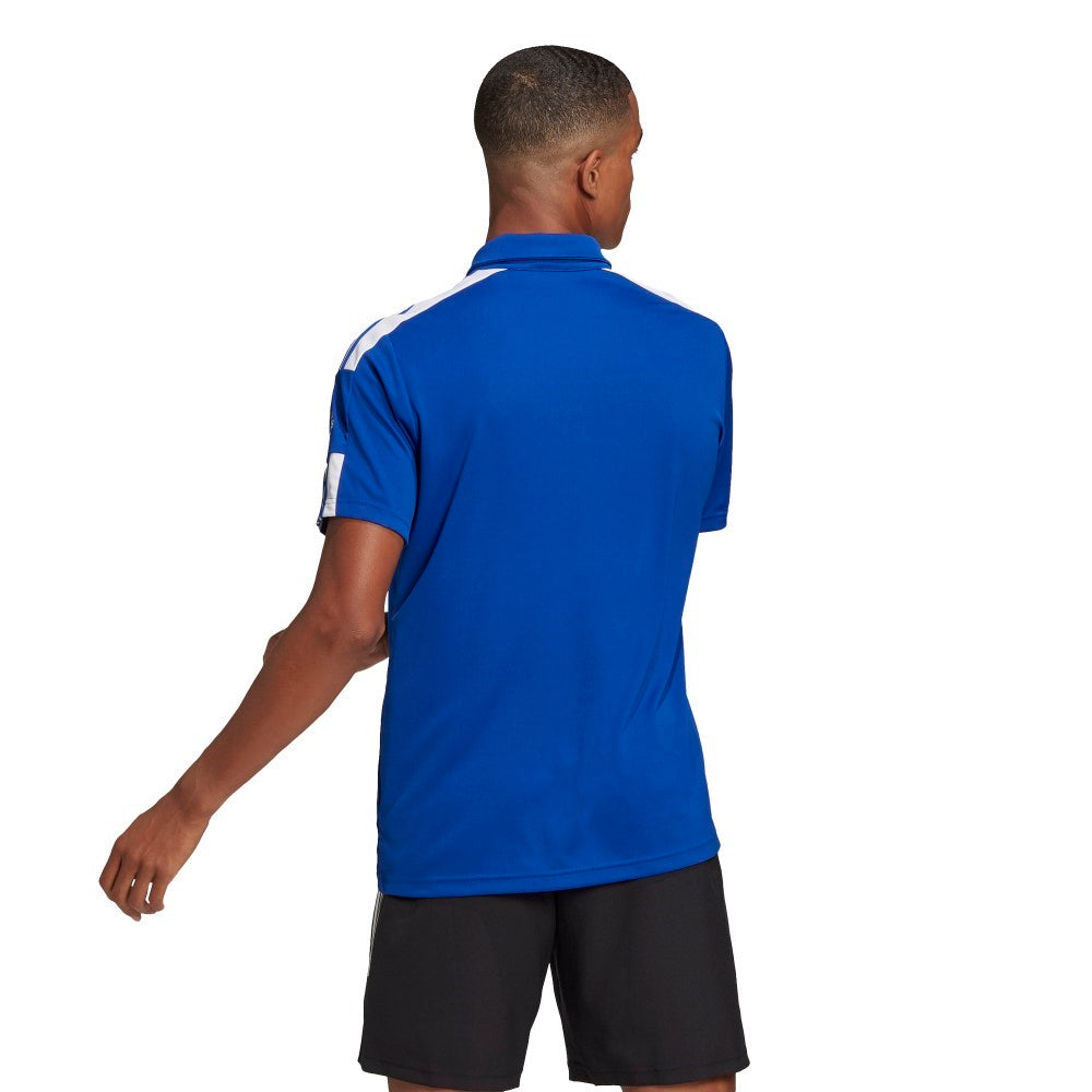 Adidas Squadra 21 Men's Performance Polo Shirt - Royal Blue & White - Moisture Wicking, Breathable Fabric for Golf, Tennis & Casual Wear