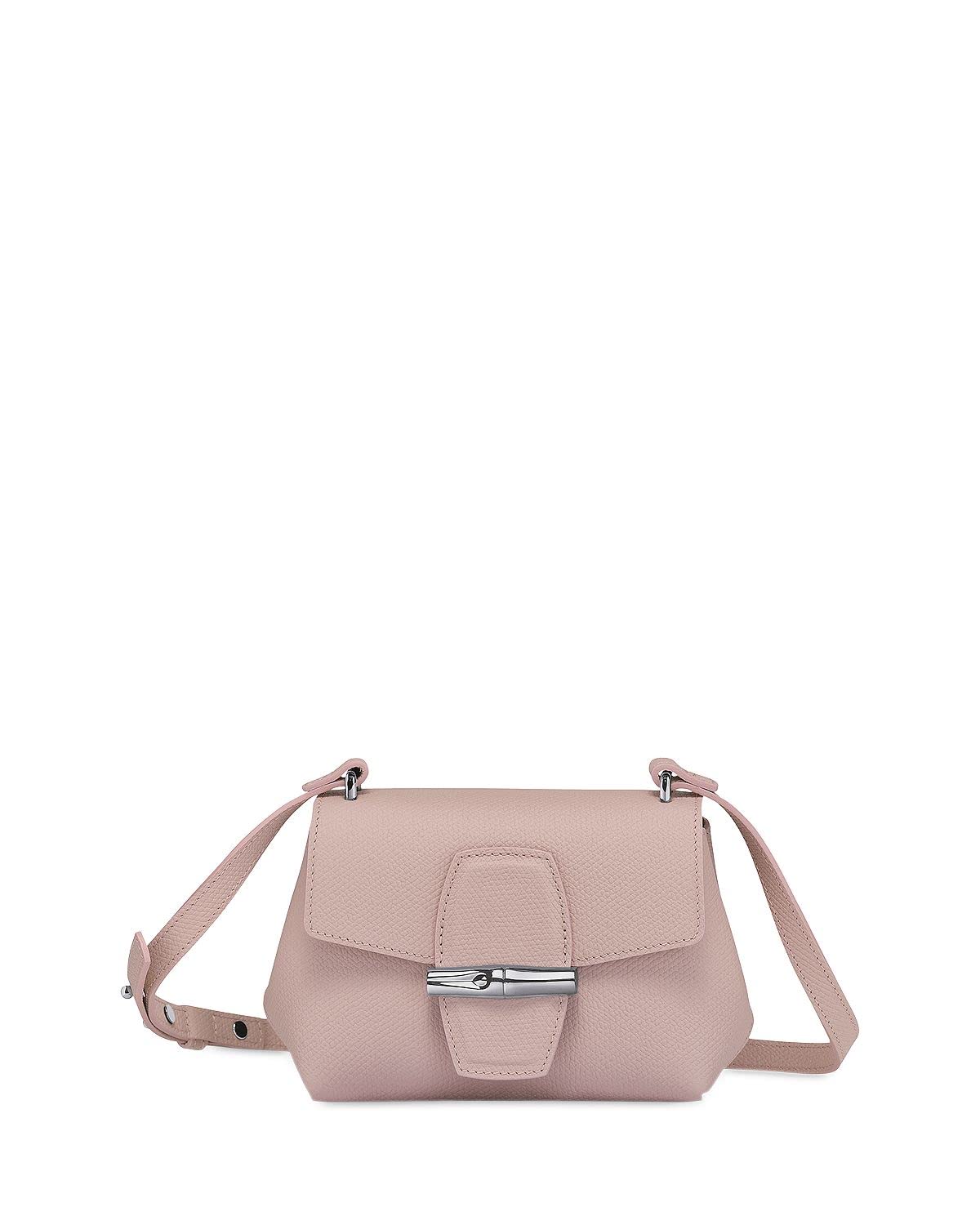 Longchamp Small Roseau Leather Crossbody Bag for Women - Stylish Pink Leather Purse, Perfect for Everyday Use, Work, Travel & Date Nights