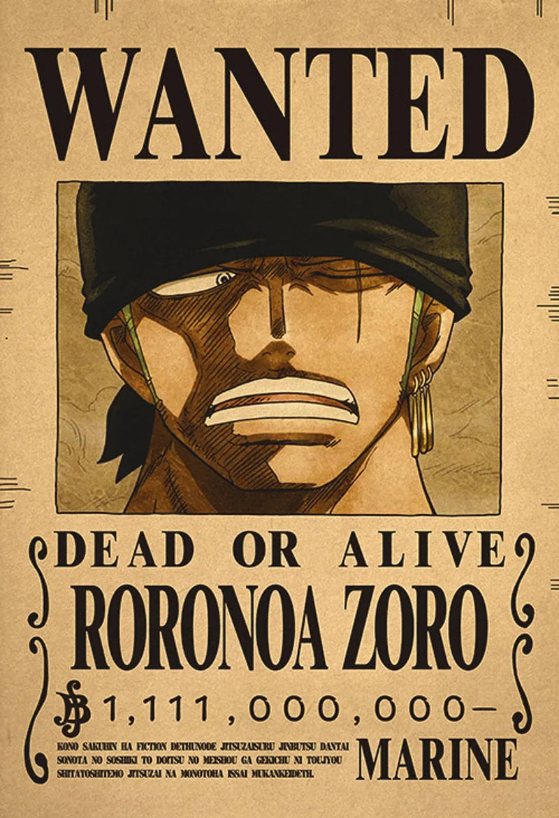 One Piece Bounty Wanted Sticker Posters - Anime Wall Decor for Bedroom, Office & Game Room - Perfect for Fans & Collectors