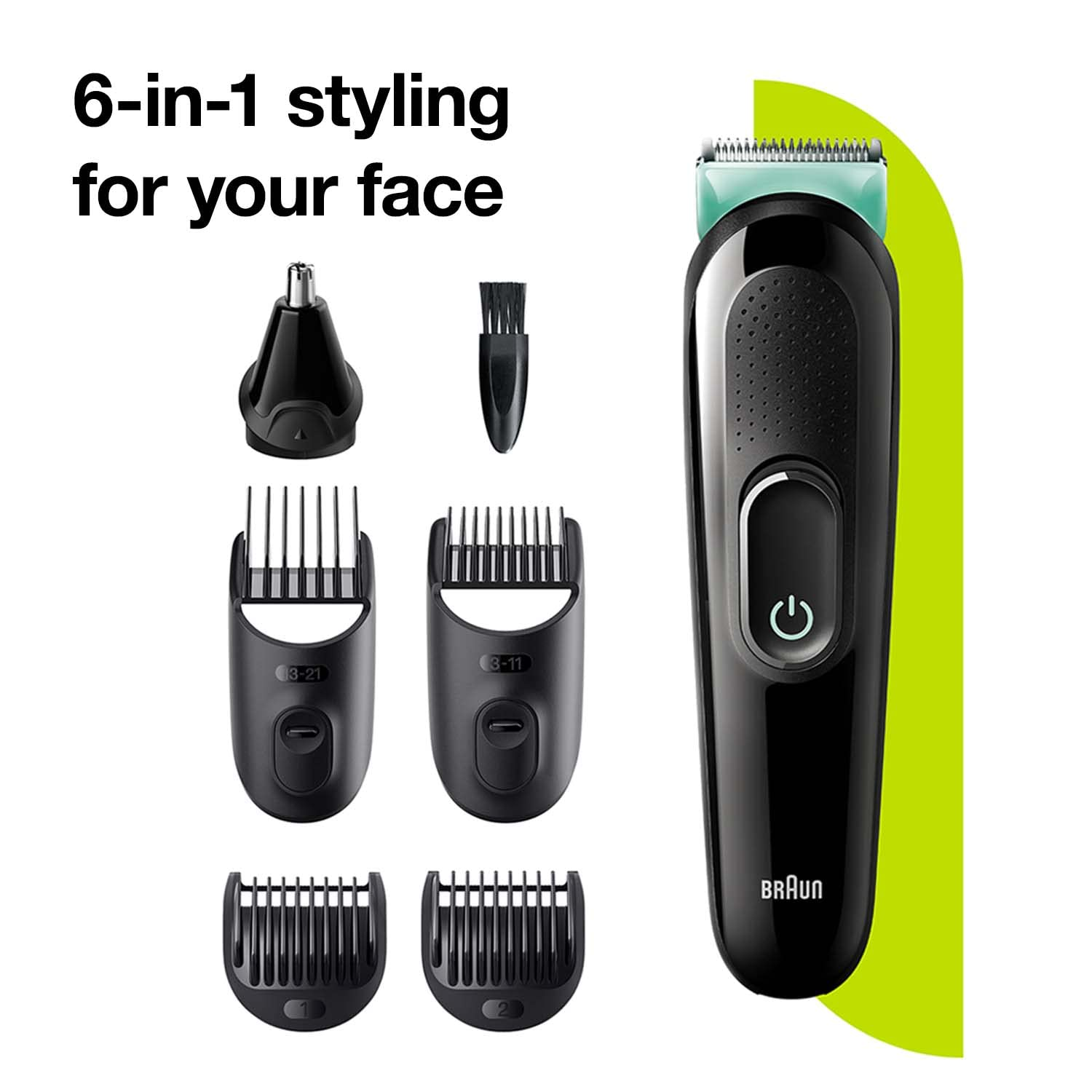 Braun 6-in-1 Multi-Grooming Kit for Men - Professional Beard Trimmer, Hair Clipper & Body Groomer - Perfect for Home, Travel & Gifting (Black)