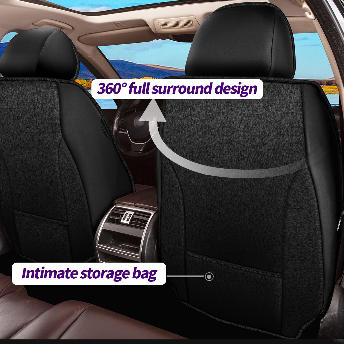 2010-2017 Jeep Patriot Waterproof Faux Leather Seat Covers Full Set (5 Seats) - Black, Airbag Compatible Car Seat Protectors for Comfort & Style | Perfect for Road Trips, Daily Commutes & Off-Road Adventures