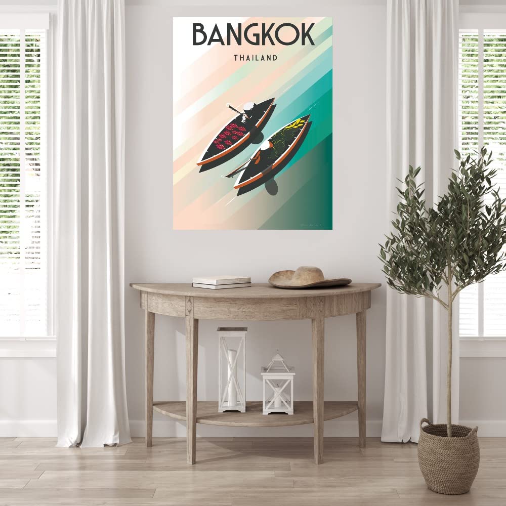 Omar Escalante Fine Art Canvas - Bangkok Thailand Wall Decor Painting for Living Room, Bedroom & Office - 32x43 Inch Ready to Hang - Perfect for Home, Dining Room & Guest House Decor