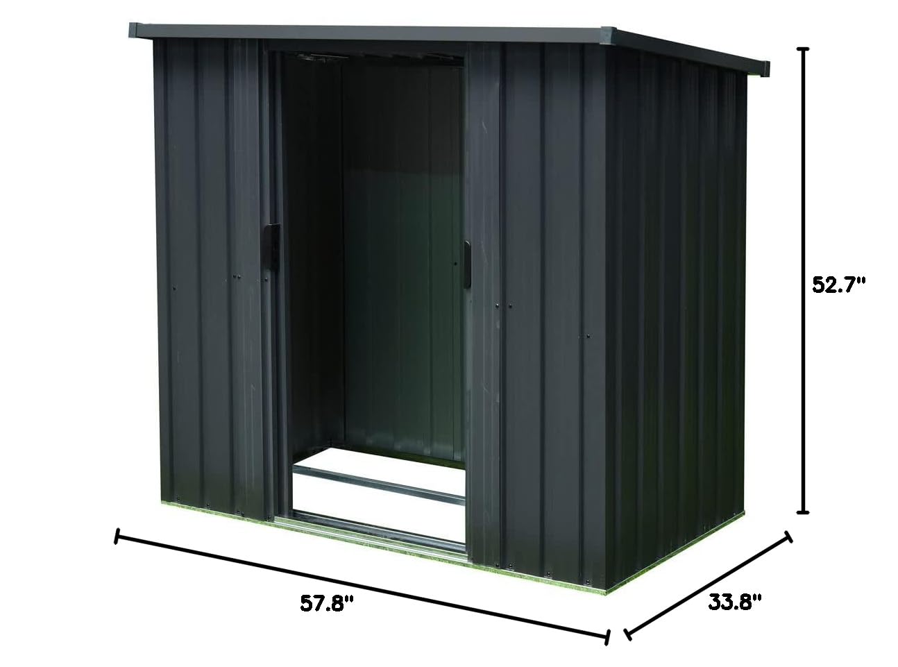 Hanover 52 Cu.Ft. Rust-Proof Galvanized Steel Outdoor Storage Shed with 2 Sliding Doors & Anchors (2.8'x4.8'x4.4') - Perfect for Patio Furniture, Garden Tools & Yard Equipment | Weatherproof Backyard & Garage Organization Solution