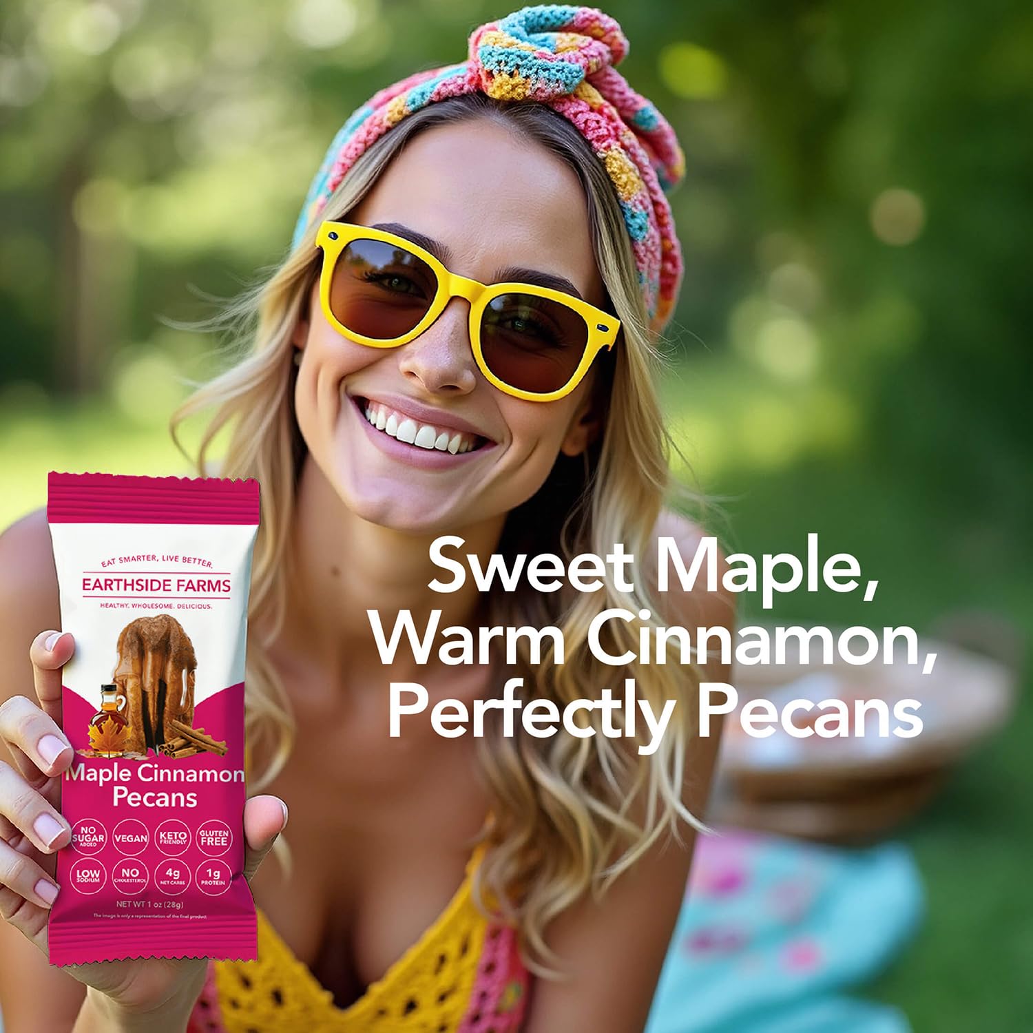 Earthside Farms Maple Cinnamon Pecans - Keto Friendly Candied Nuts Snack Packs | Healthy Trail Mix for Adults | Perfect for Office Snacks, Hiking & Travel