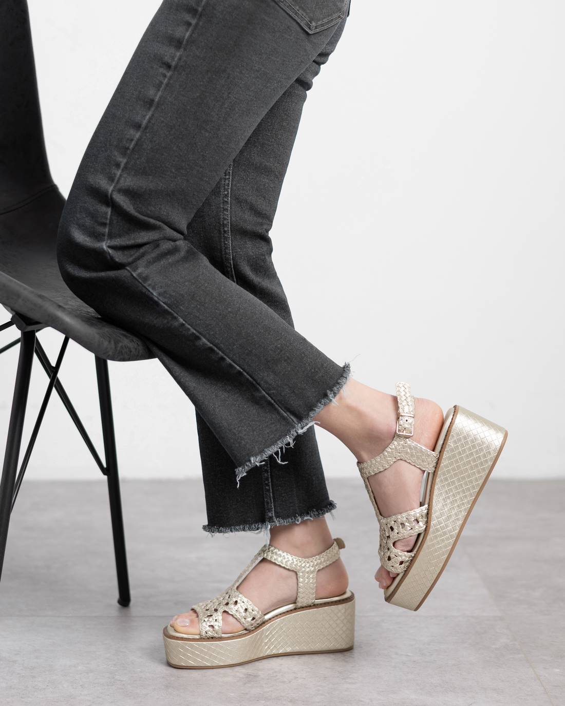CARMELA Women's Gold Wedge Sandals - Comfortable High Heel Summer Shoes for Beach, Party & Casual Wear