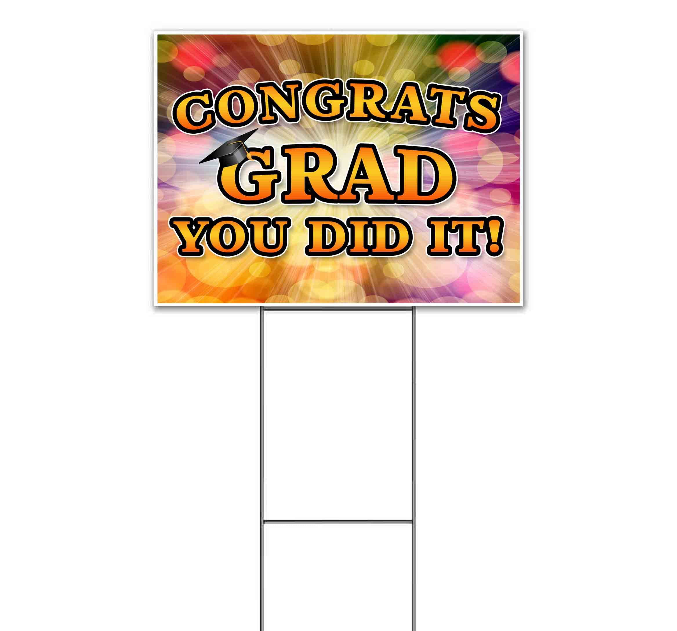 Congratulations Graduate Yard Sign - 18x24 Inches with Metal Stake - Bulk Discounts & Multi-Packs - Perfect for Graduation Parties & Outdoor Decor - Made in USA