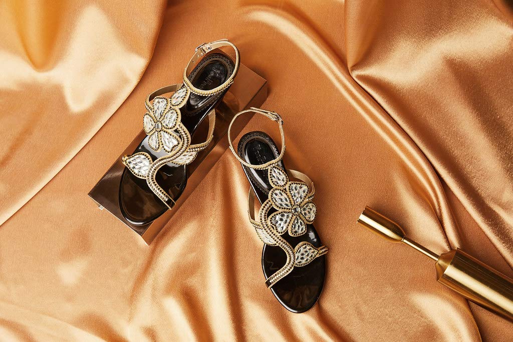 YooPrettyz Women's Rhinestone High Heel Sandals - Elegant Flower Evening Heels for Parties, Weddings & Special Occasions | Comfortable Dressy Shoes for Women