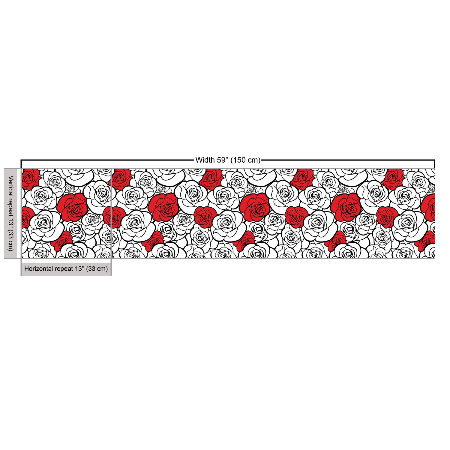 Ambesonne Romantic Roses Simplicity Love Blossoms Valentines Day Print Fabric by The Yard - 10 Yards Vermilion Black White Upholstery & Home Decor Fabric for DIY Projects, Curtains, Pillows, Table Runners & Crafting
