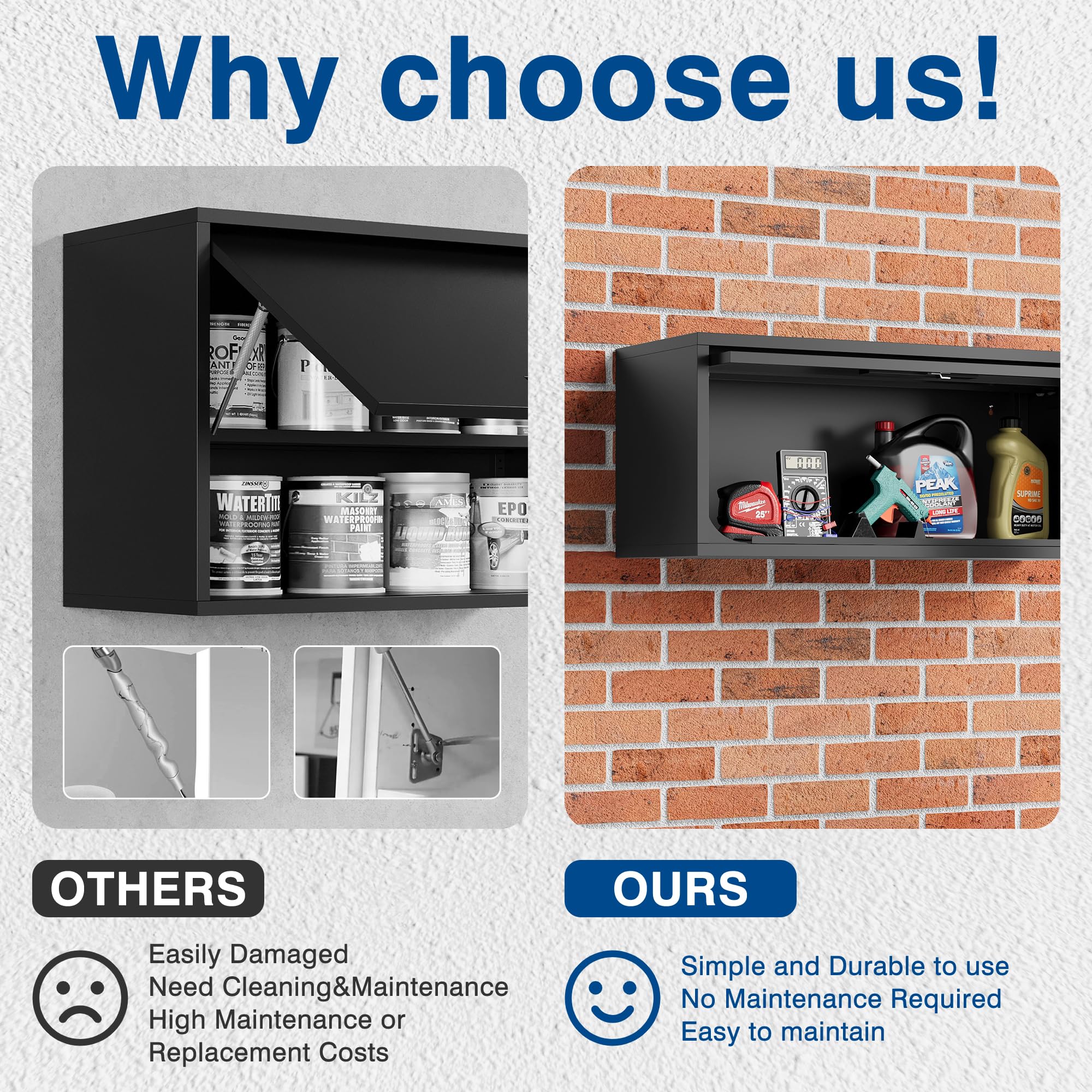 Black Metal Wall Mounted Storage Cabinet with Locking Door - Heavy Duty Garage, Warehouse & Home Office Storage Solution - Easy Assembly - Perfect for Tools, Supplies & Organization