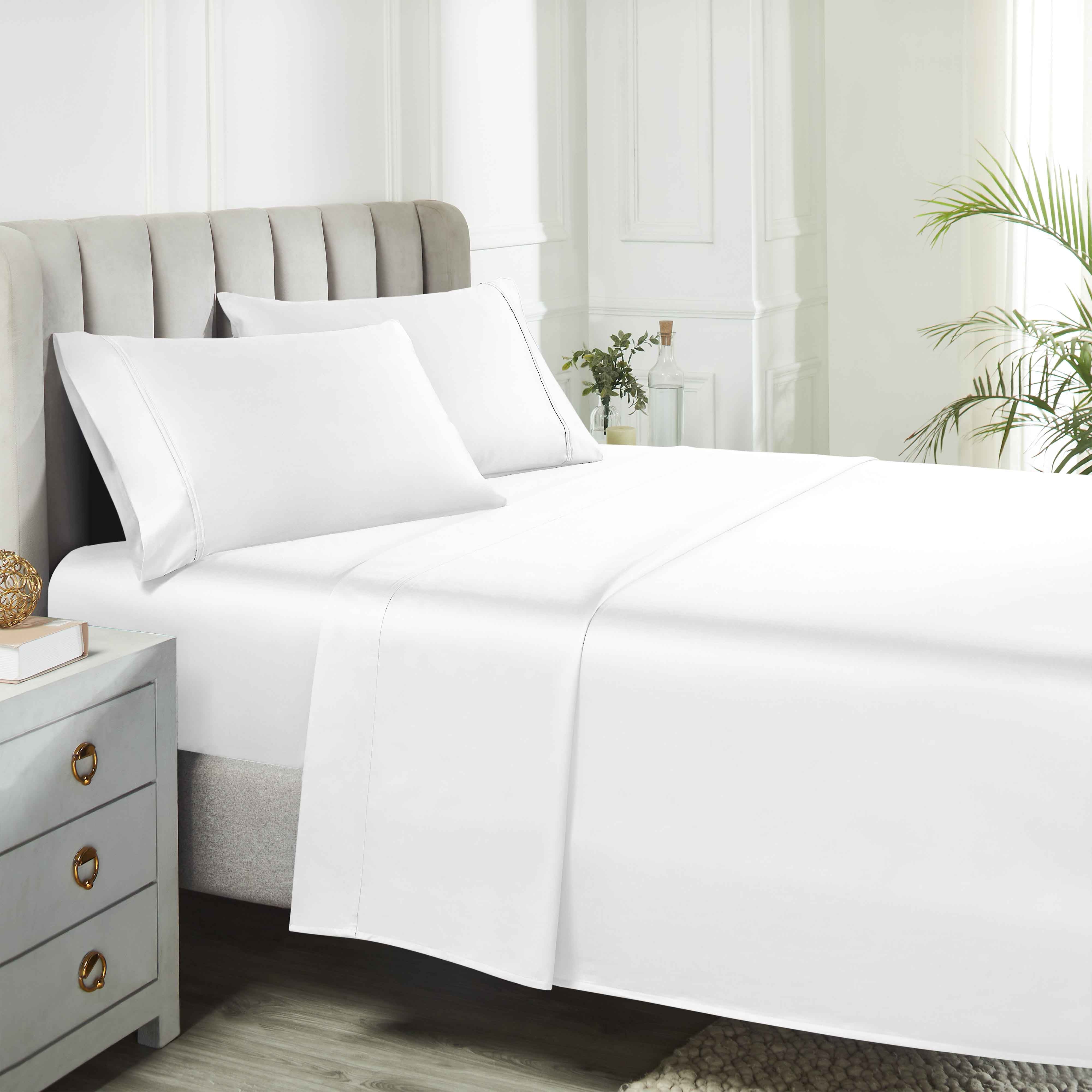 Premium 850 Thread Count 100% Cotton Solid Color Bed Sheet Set - Ultra Soft & Breathable for Comfortable Sleep - Perfect for Master Bedroom, Guest Room & Luxury Hotels