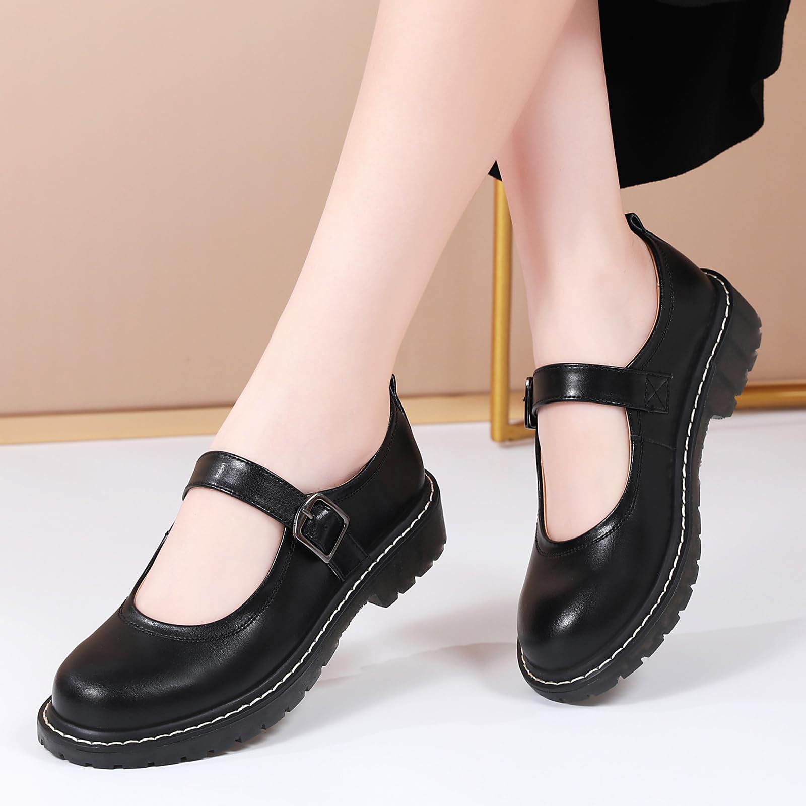 **Women's Mary Jane Shoes - Comfortable Flats with Round Toe & Non-Slip Sole | Oxford Style Casual & Dress Shoes for School, Work & Everyday Wear**