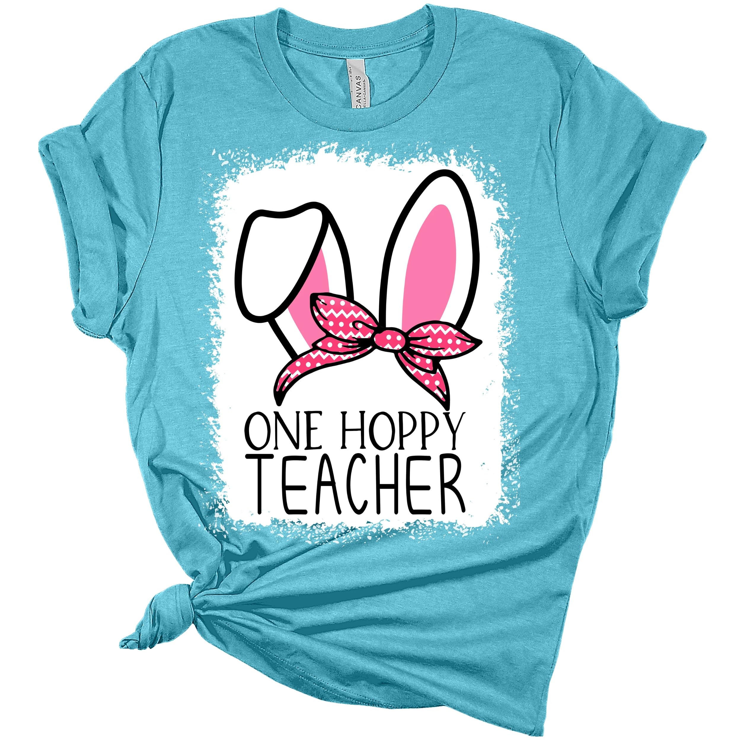 Women's Easter 'One Hoppy Teacher' Graphic T-Shirt - Cute Teacher Apparel for Easter Celebrations & Classroom Activities