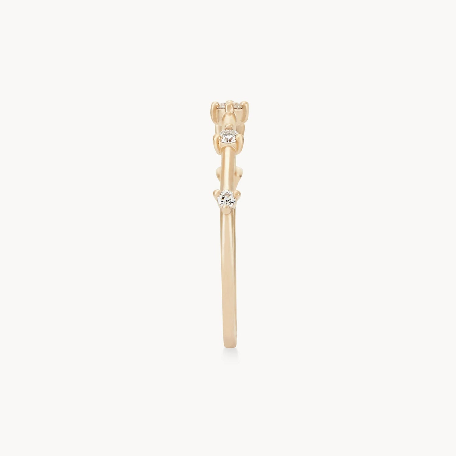 14K Yellow Gold White Diamond Stars Align Ring - Elegant Celestial Jewelry for Engagement, Wedding & Anniversary Gifts