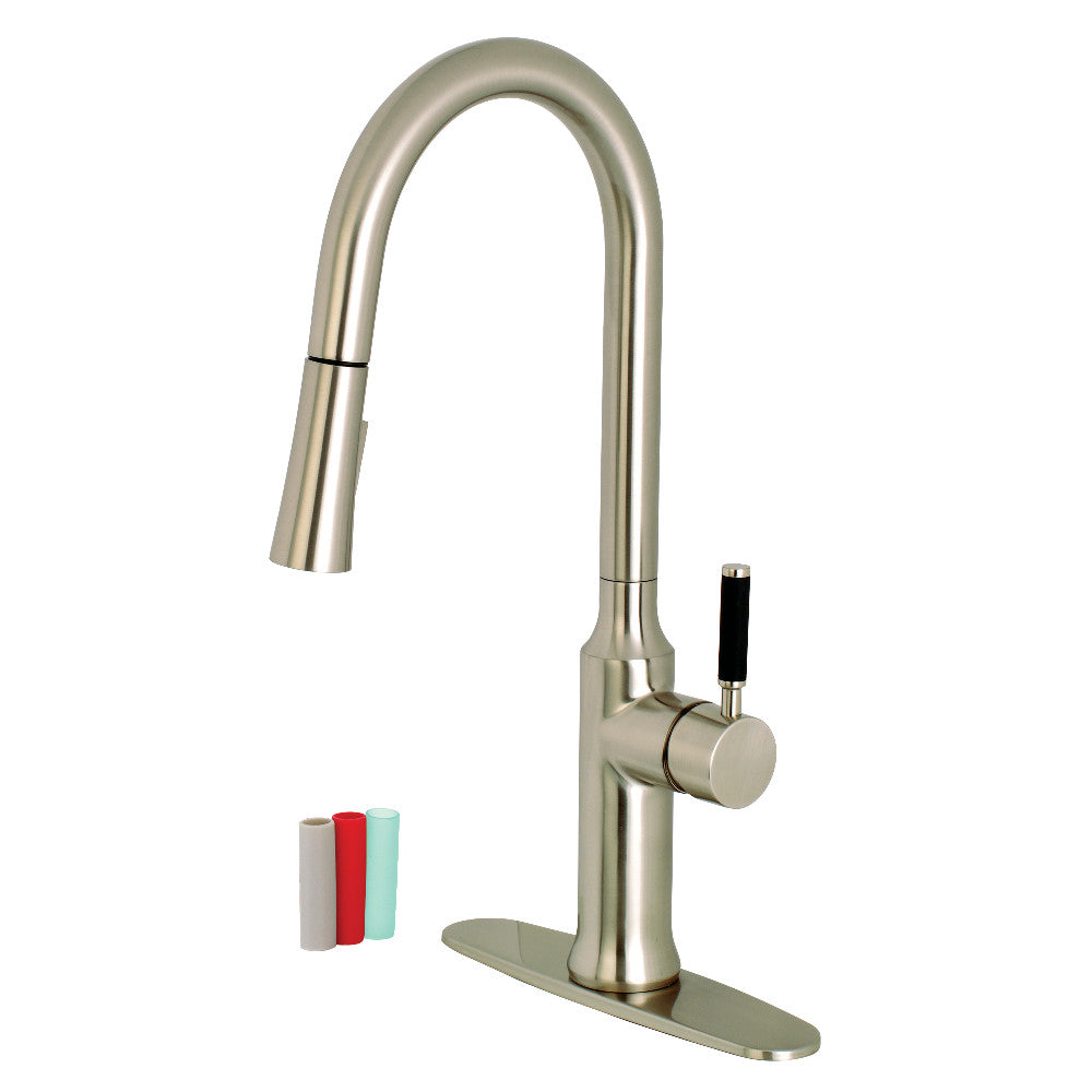 Gourmetier LS2721DKL Single Handle Pull Down Kitchen Faucet - Premium Stainless Steel Sprayer with High Arc Spout for Modern Kitchen Sink (Ideal for Washing Dishes, Filling Pots & Cleaning Vegetables)