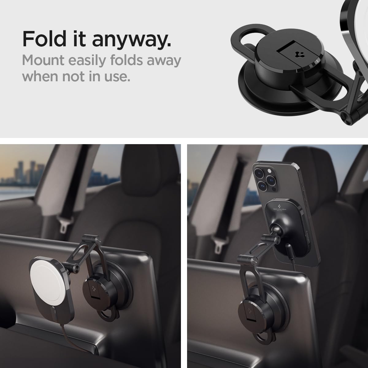 Spigen OneTap Pro 3 (MagFit) MagSafe Car Mount - 15W Apple Certified Wireless Charger for iPhone 16/15/14/13/12 Series - Dashboard, Windshield & Screen Mount - Perfect for Commuting, Road Trips & Hands-Free Navigation