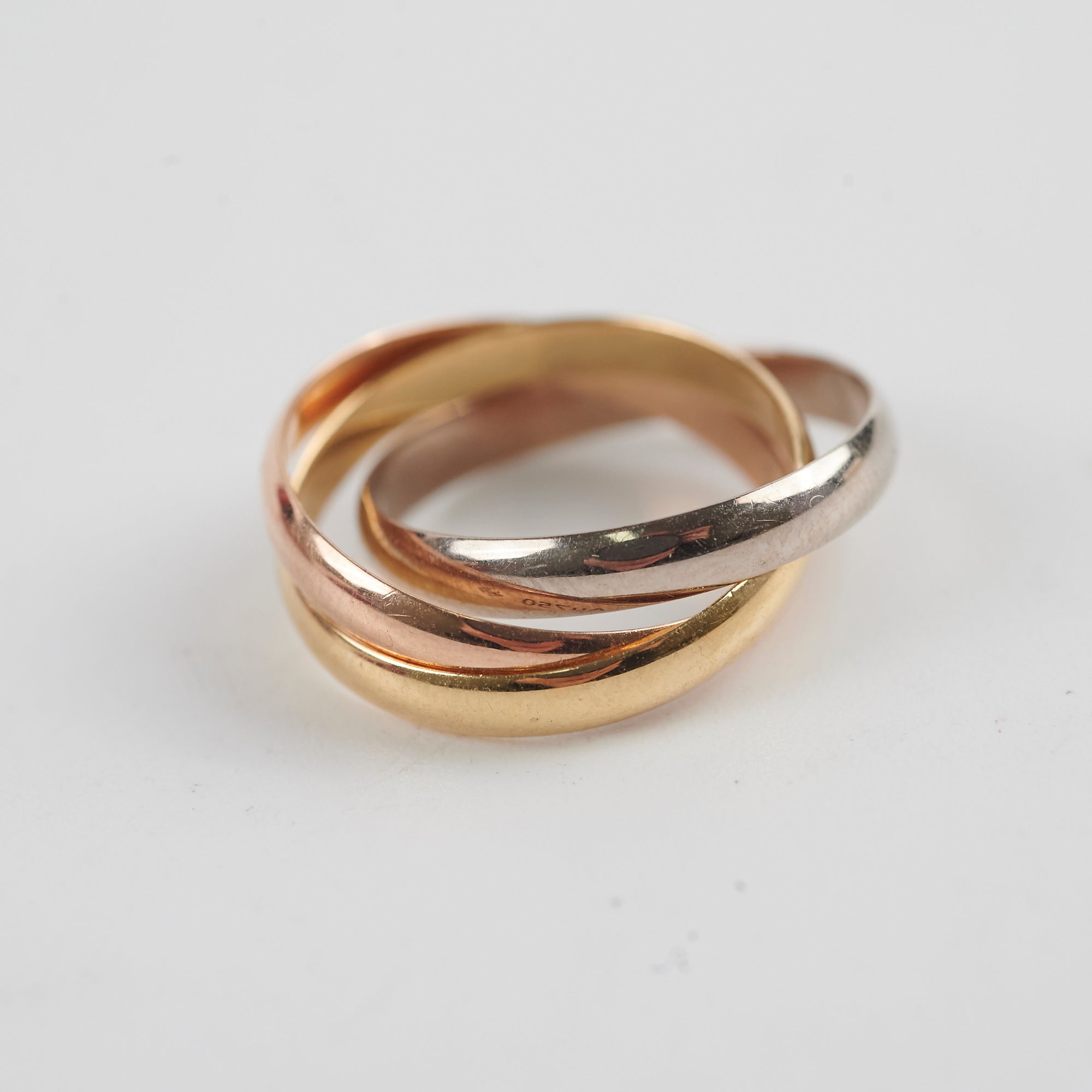 Cartier Trinity Tricolor Gold Ring - 18K White, Yellow & Rose Gold Stackable Band - Size 48 (US 4.75) - Luxury Jewelry for Women, Anniversary Gift & Special Occasions
