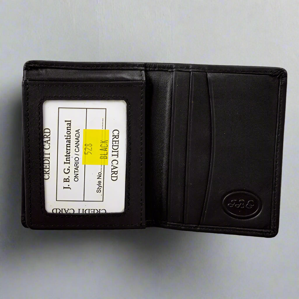 JBG International Men's Bifold Leather Wallet with Flip-Up ID Window - Slim RFID Blocking Wallet for Business & Travel