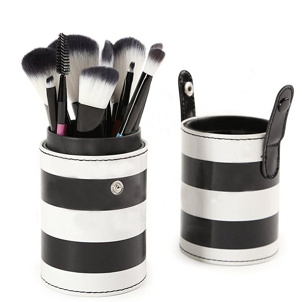 Zureni 10-Piece Professional Makeup Brush Set with Round Travel Case - Foundation, Eyeshadow, Blush & Powder Cosmetic Brushes for Flawless Beauty Application | Perfect for Home, Travel & Professional Makeup Artists