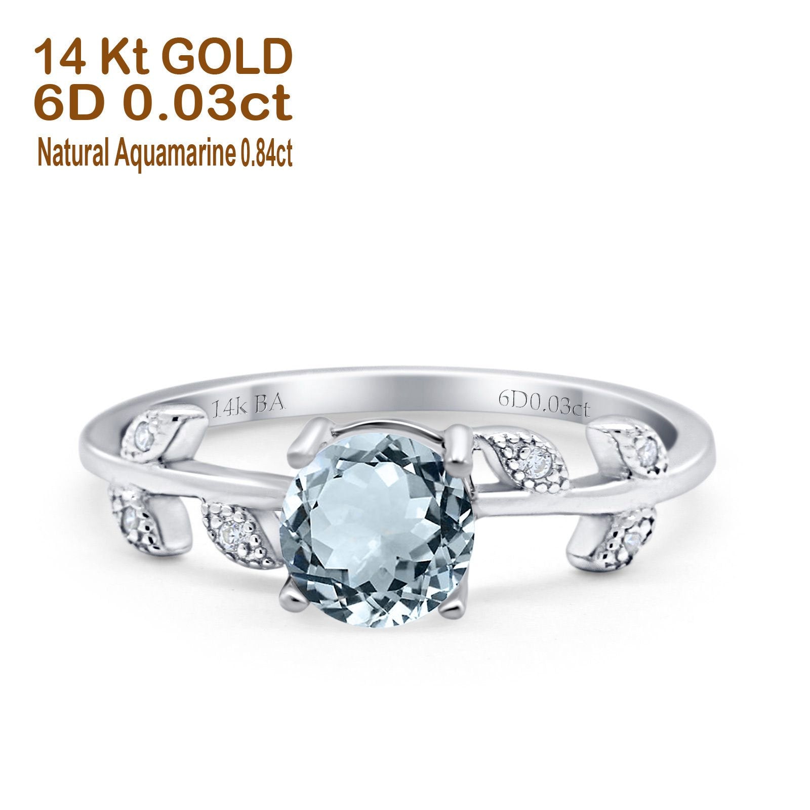 White Gold Natural Aquamarine