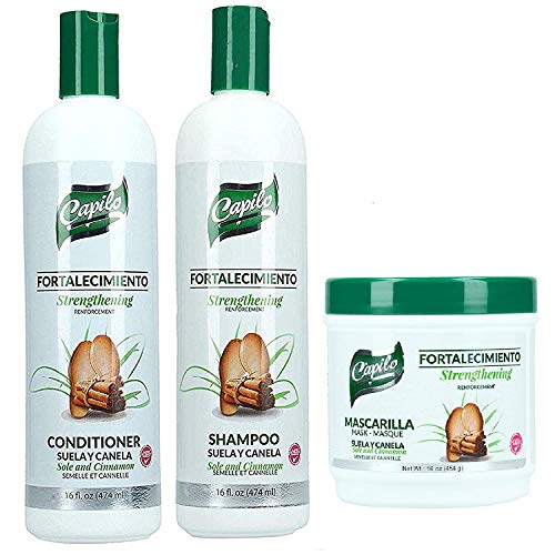 Capilo Suela Y Canela 16 Oz Hair Conditioner, Rinse & Shampoo Set - Deep Moisturizing Treatment for Dry, Damaged Hair | Salon-Quality Hair Care for Women & Men | Perfect for Daily Use, Post-Color Treatment & Hair Repair