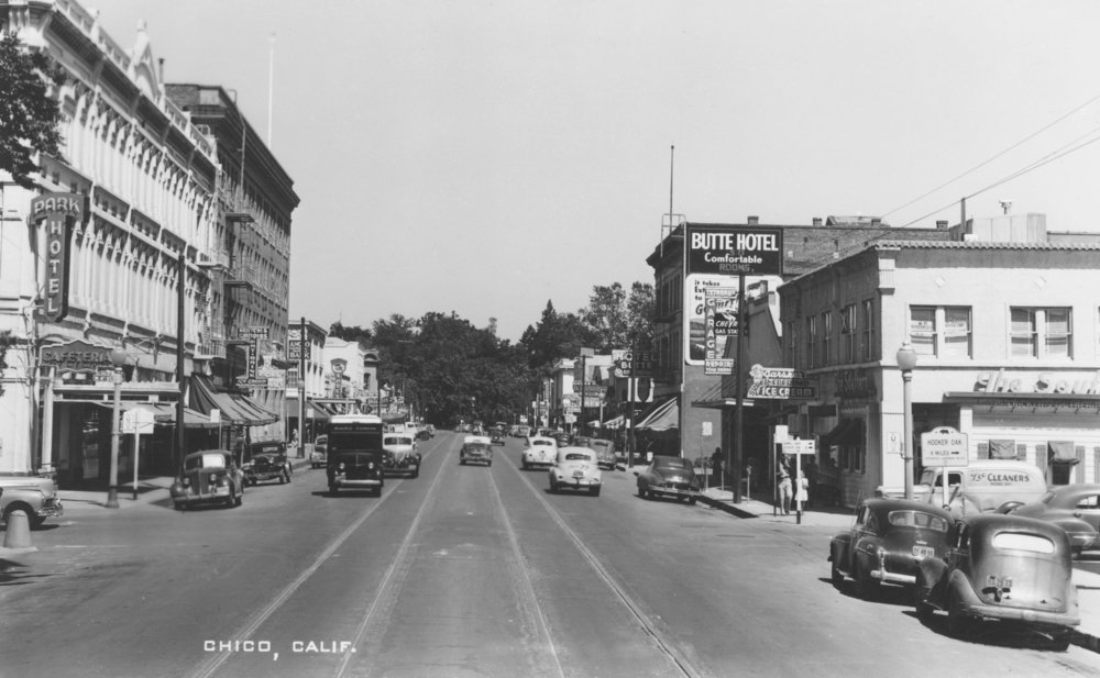 Chico California Main Street Vintage Photo - 24x36 Signed Art Print, Wall Decor Poster for Living Room, Office & Home Decor