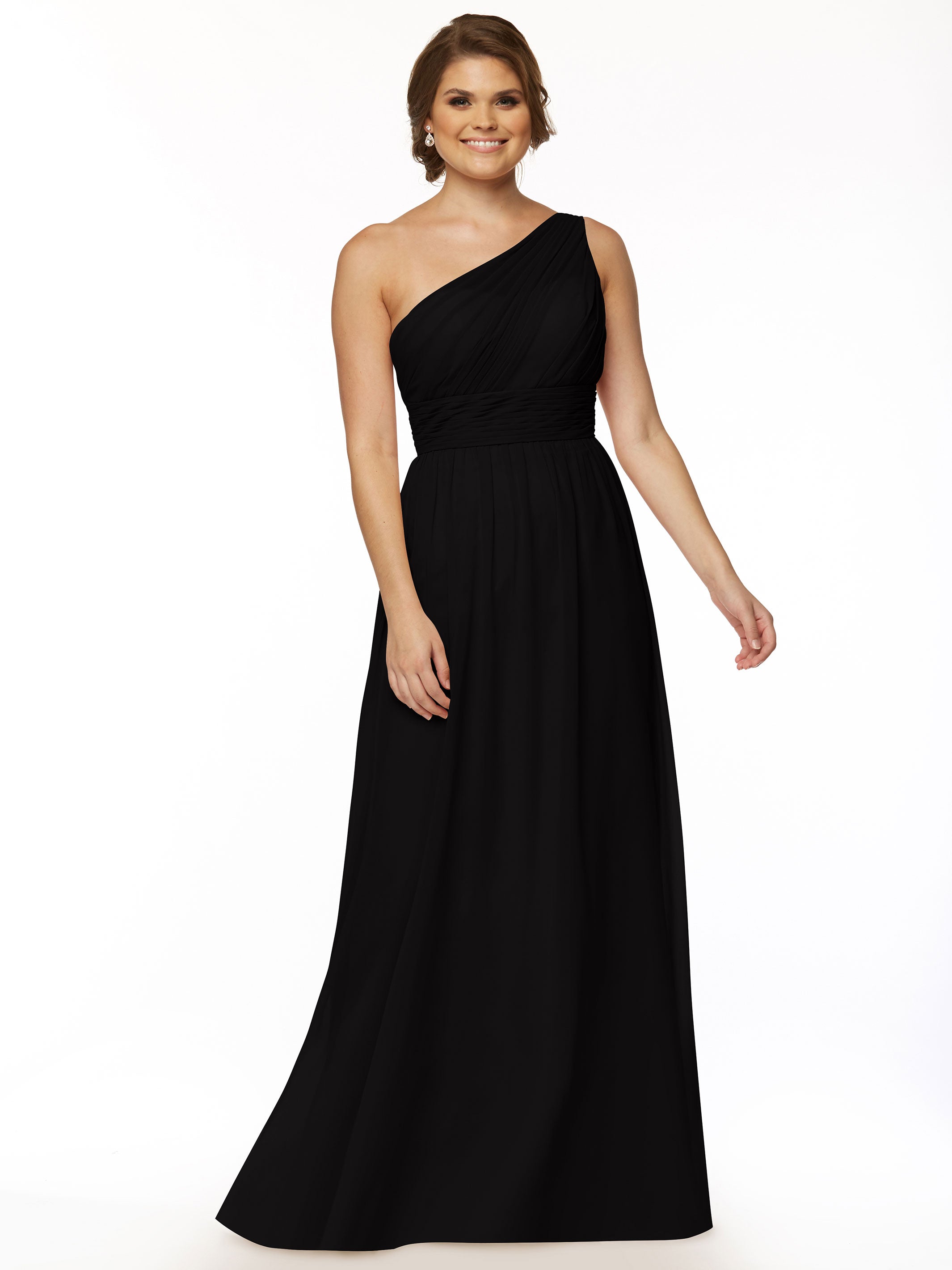 Elegant One Shoulder A-Line Chiffon Bridesmaid Dress with Ruching - Perfect for Weddings, Formal Events & Special Occasions (Style #80047)