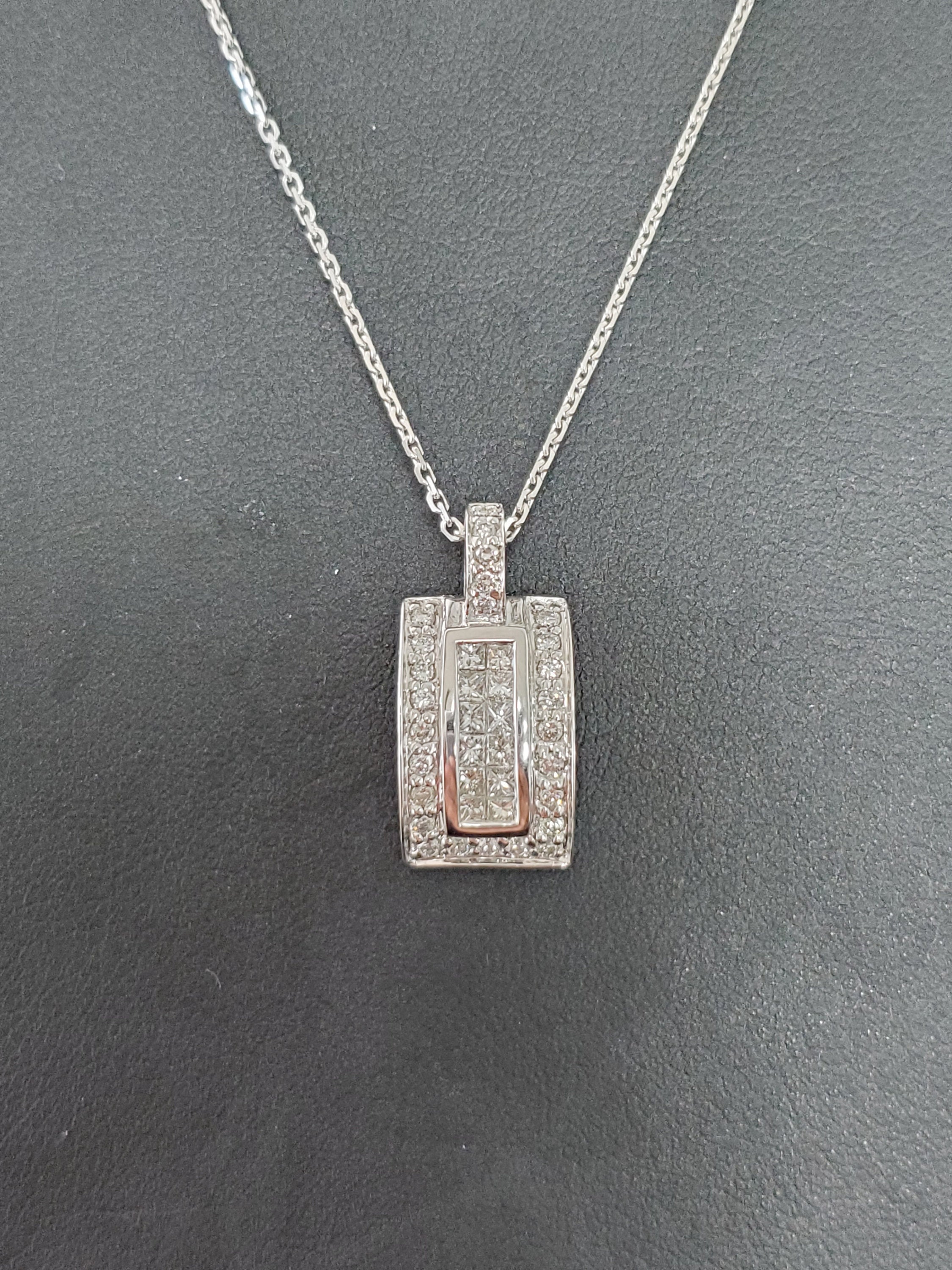 0.59cttw Princess Cut Diamond Necklace in 18k White Gold - Elegant Jewelry Gift for Women, Perfect for Weddings, Anniversaries & Special Occasions