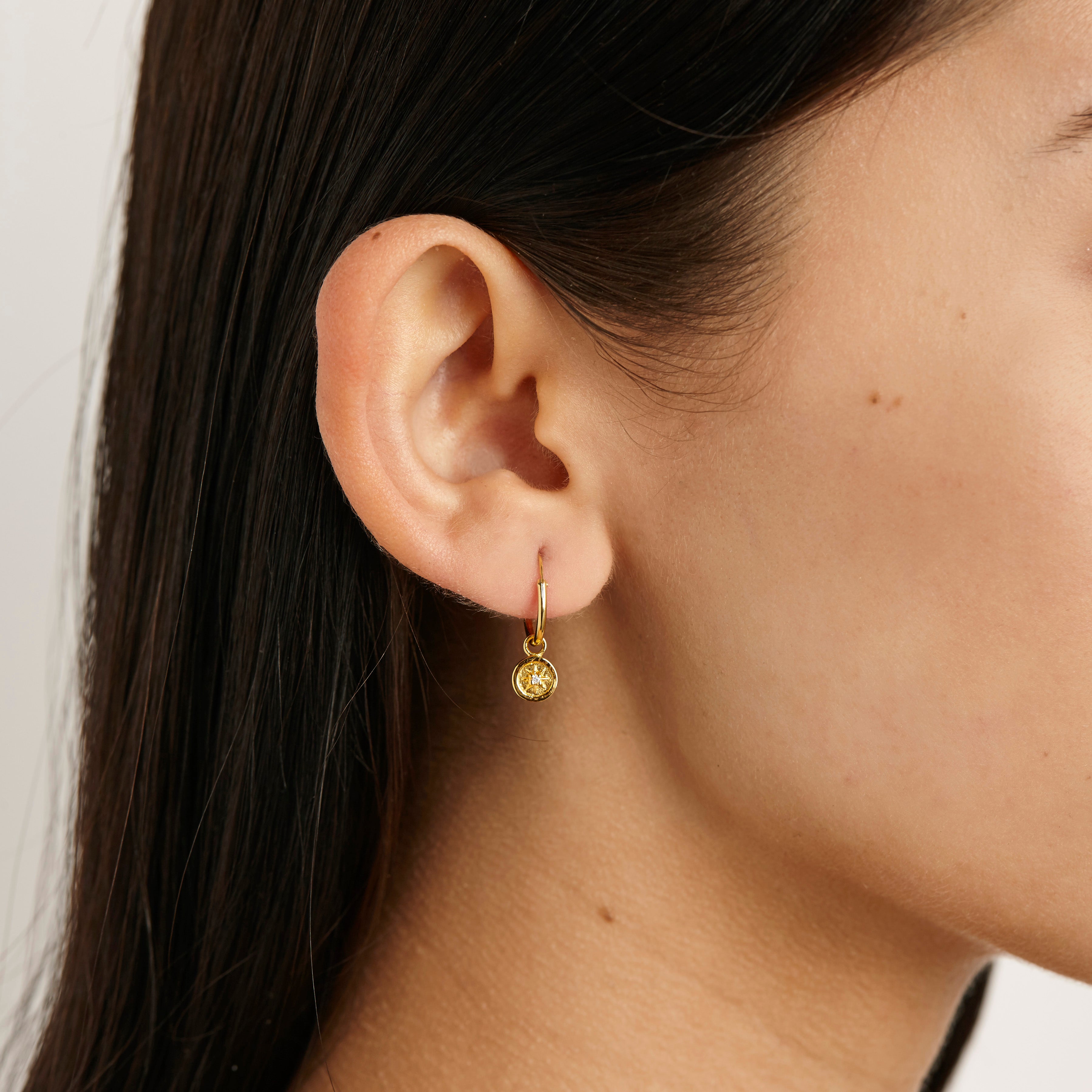 Asteria Sleeper Gold Earrings for Women - 14K Gold Plated Hoop Earrings for Sleeping, Comfortable Hypoallergenic Earrings for Everyday Wear, Perfect Gift for Her