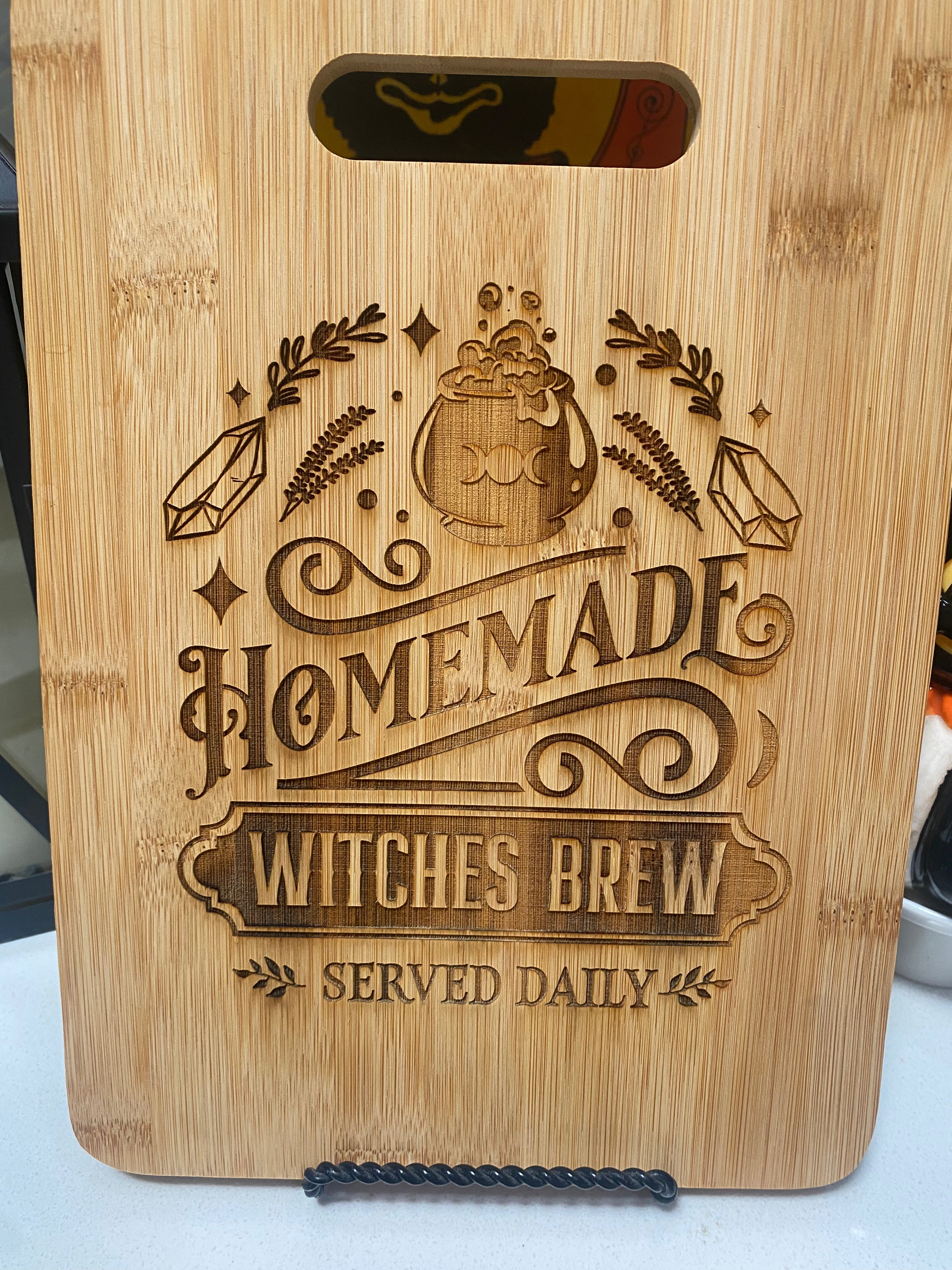 Handmade Witch's Brew Themed Wooden Cutting Board - Perfect for Halloween Kitchen Decor, Witchcraft Parties & Unique Gift Idea