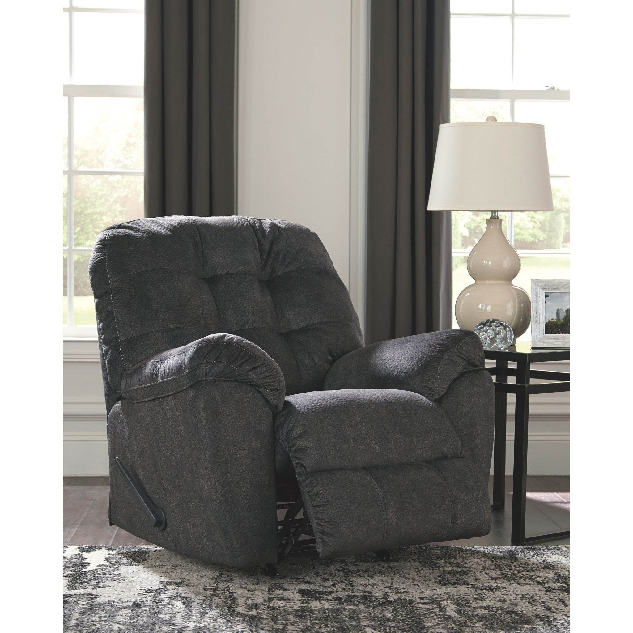 Accrington Rocker Recliner Chair - Granite Fabric - Comfortable Rocking & Reclining Living Room Furniture for Relaxation, Nursing, and Reading