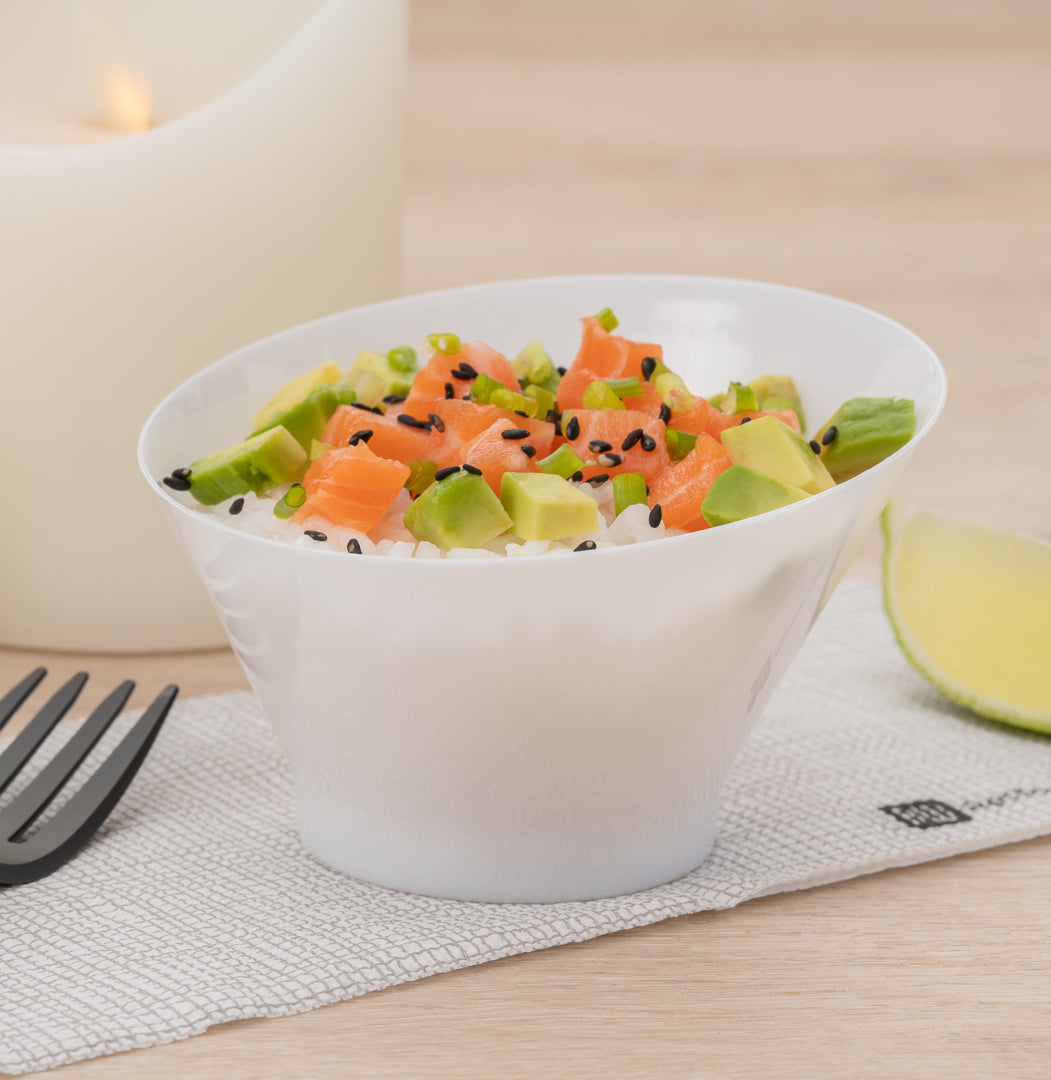 5 oz Round White Plastic Small Incline Bowl - 3.75