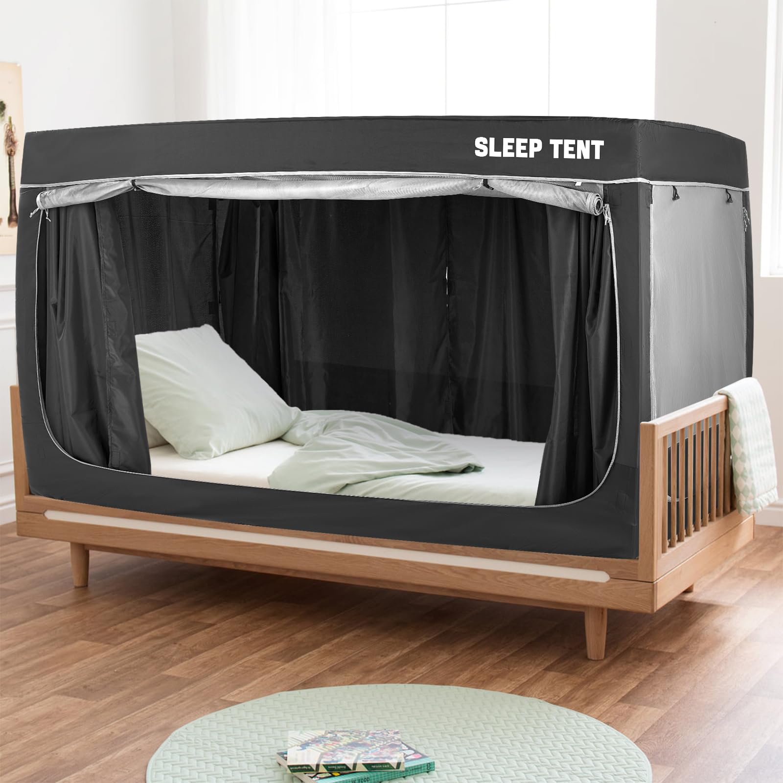 Dream Tents Bed Canopy for Kids & Adults - Blackout Privacy Indoor Bed Tent with Breathable Fabric, Twin Size (Mattress Not Included) | Perfect for Camping, Sleepovers & Privacy at Home