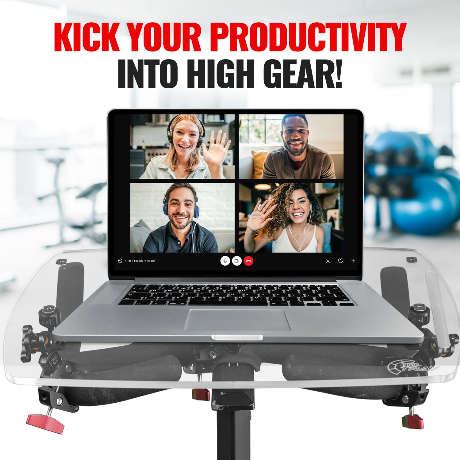 TFD Adjustable Acrylic Bike Tray - Universal Laptop Stand for Exercise Bikes | Portable Workstation for Laptop, Books & Tablets | Perfect for Home Gym, Office & Indoor Cycling Workouts