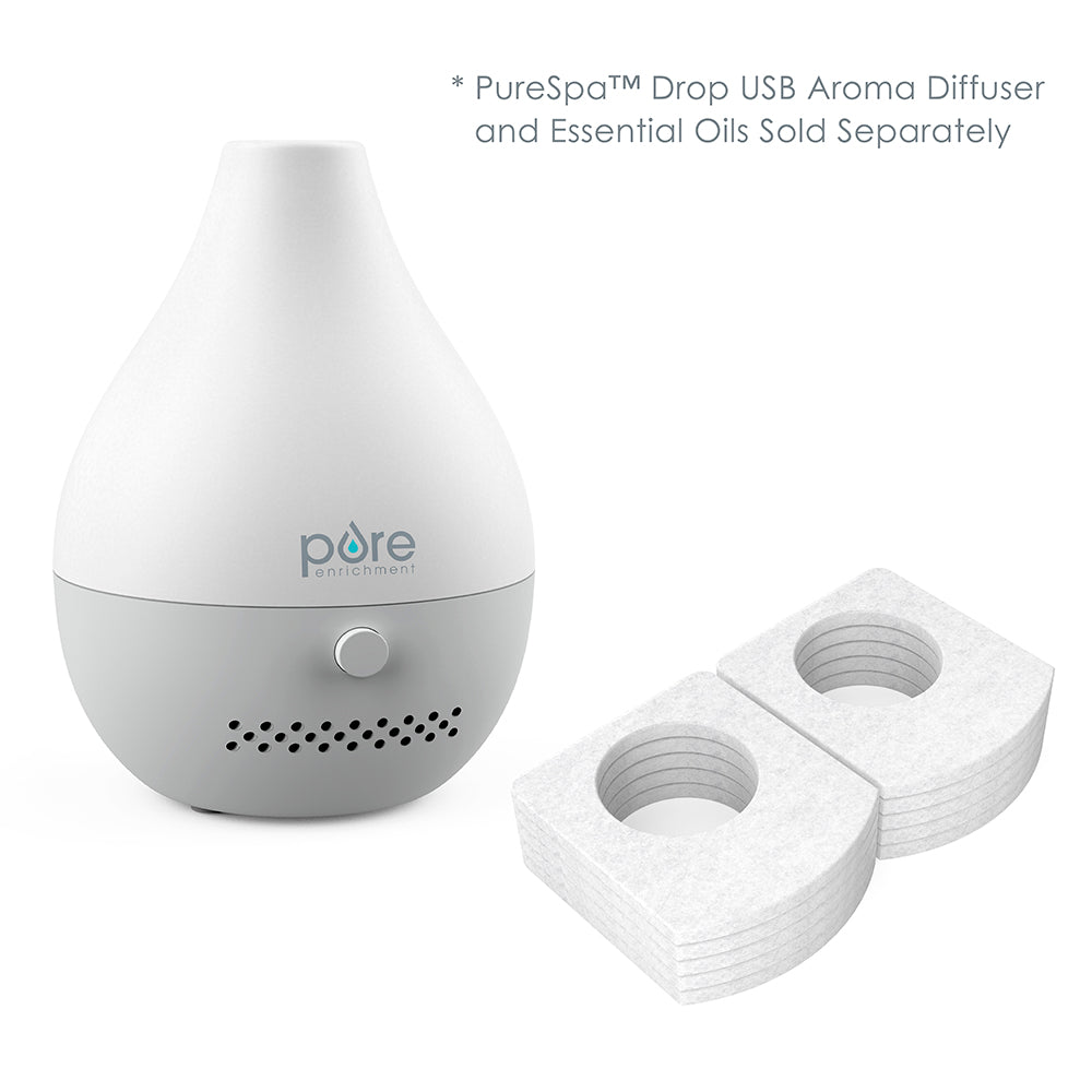 PureSpa™ Drop USB Aroma Diffuser Refill Pads (10 Pack) - Essential Oil Diffuser Pads for Home, Office & Car - Compatible with Most USB Diffusers - Relaxing Aromatherapy Accessories