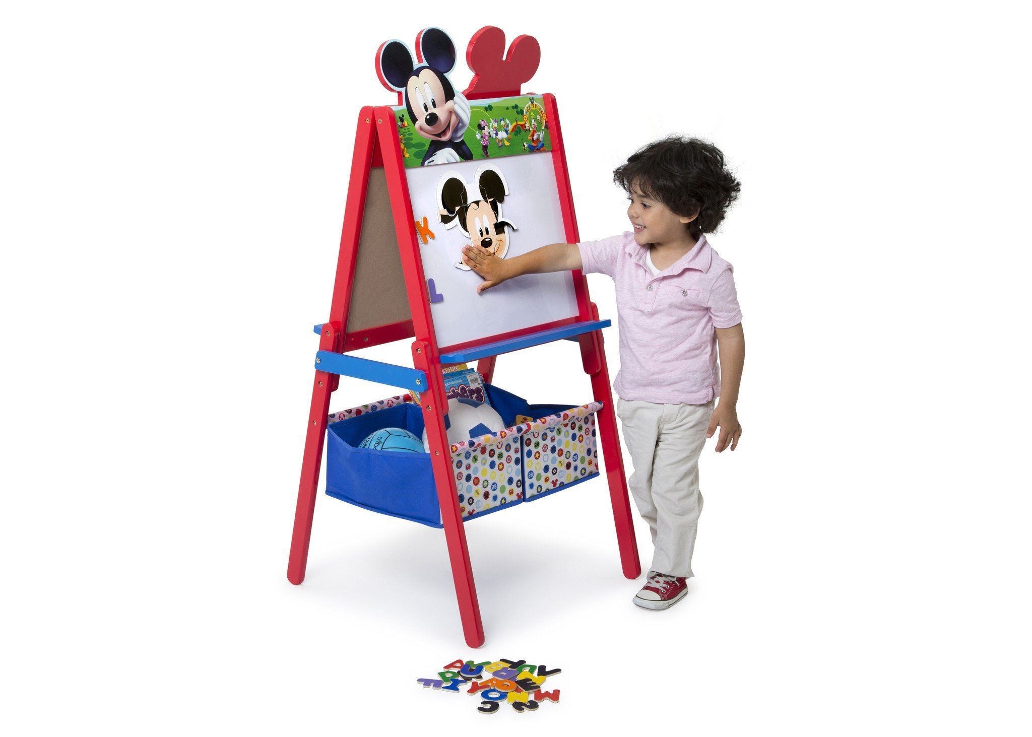Mickey Mouse Wooden Double-Sided Kids Art Easel - Drawing Board & Chalkboard for Children's Creative Play & Learning Activities