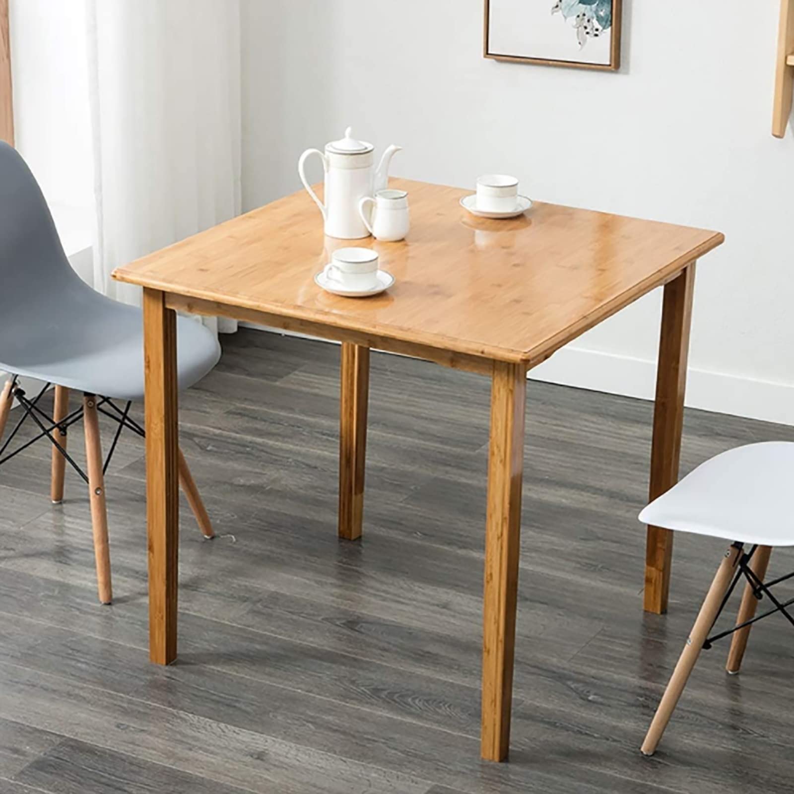 80x80x62cm Square Bamboo Dining Table - Multi-Purpose Coffee Table, Computer Desk, Study Desk for Home, Office, Balcony & Meeting Spaces