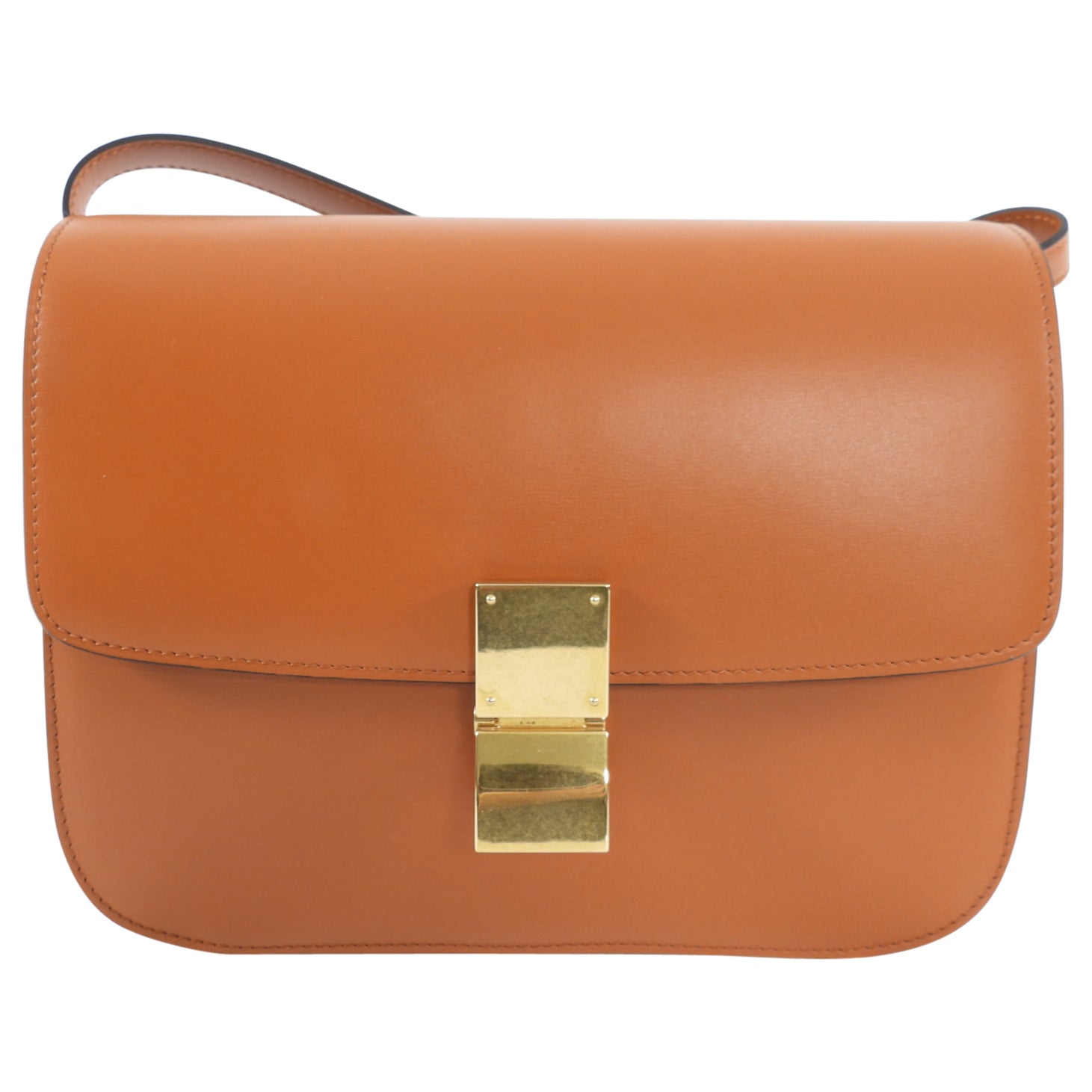 Celine Medium Brown Smooth Calfskin Box Shoulder Bag - Luxury Leather Handbag for Women | Perfect for Work, Travel & Everyday Use