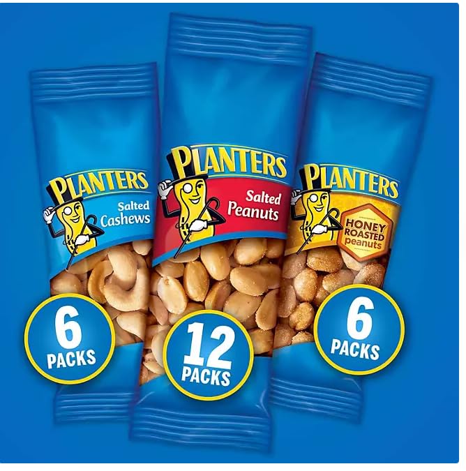 Maryse's Place Variety Pack of Salted Cashews, Salted Peanuts & Honey Roasted Peanuts - 24 Individually Packed Kosher Nut Snacks for Adults | On-the-Go, After School, Office & Travel Healthy Snacking