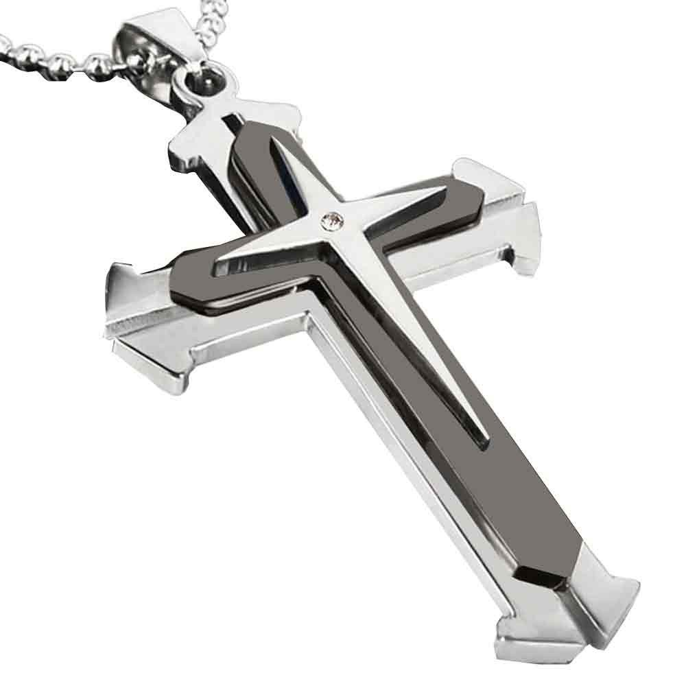 WensLTD Stainless Steel Cross Pendant Necklace for Men & Women - Unisex Religious Jewelry Gift for Christmas, Baptism & Everyday Wear