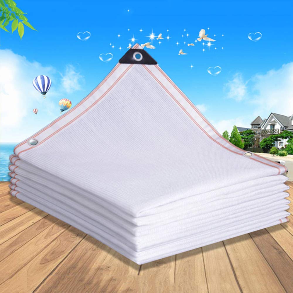 LKHG White Shade Netting - Premium Outdoor Sunblock Shade Cloth with Taped Edges & Grommets | Thickened UV Protection Mesh for Greenhouse, Garden, Courtyard, Car Cover & Shade Sail | Breathable Heat Insulation Fabric for Plants & Outdoor Spaces
