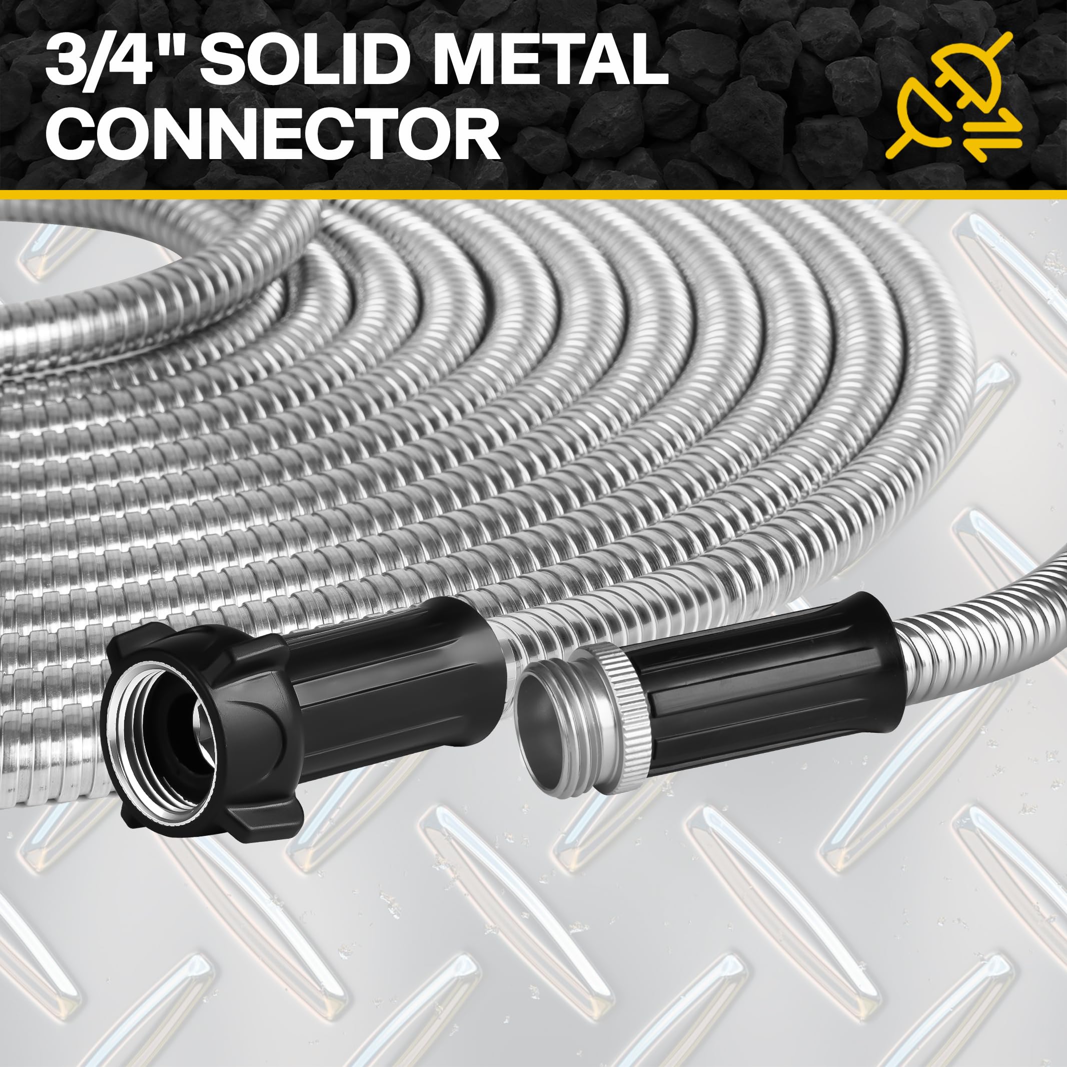 2024 Heavy Duty 75ft Stainless Steel Metal Garden Hose with Spray Nozzle - Flexible, Lightweight, Puncture Proof Water Hose with Brass Fittings - Perfect for Yard, Lawn, RV, Outdoor Cleaning & Car Washing