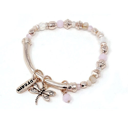 Dream & Dragonfly Charm Bracelet - Elegant Boho Jewelry for Women, Adjustable Beaded Friendship Bracelet - Perfect for Gifts, Parties & Everyday Wear