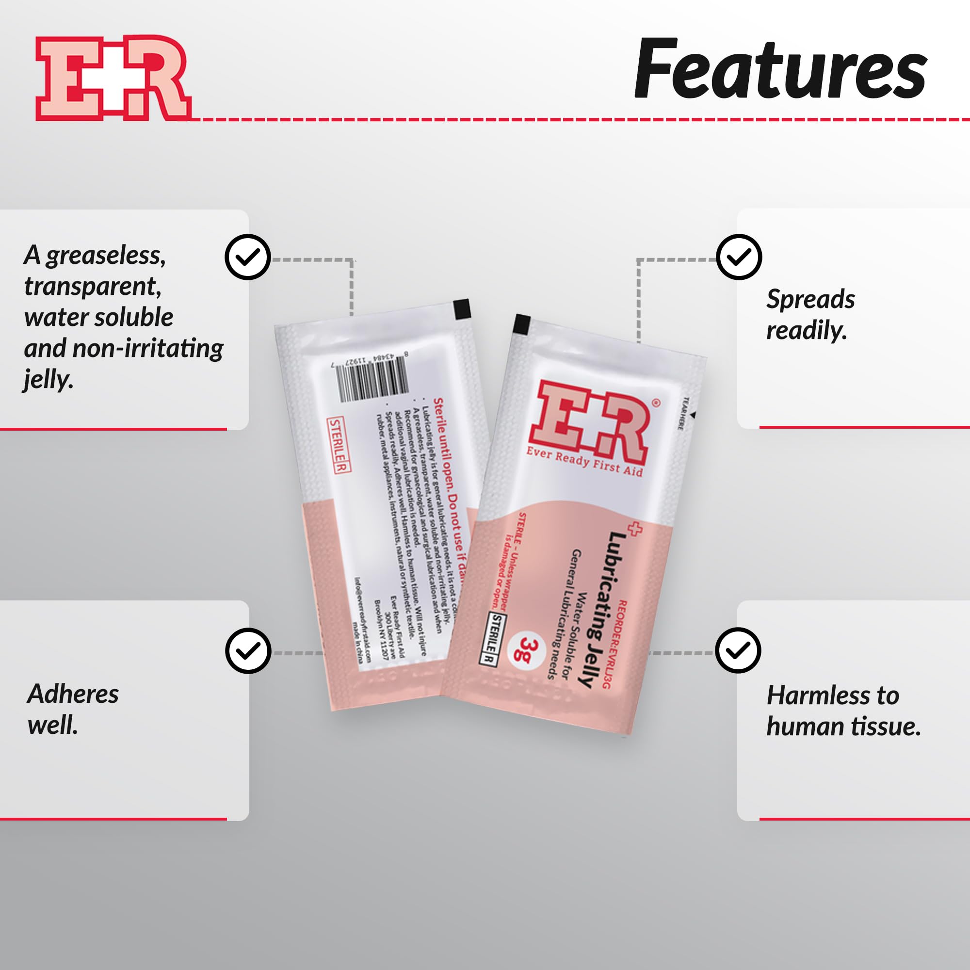 Ever Ready First Aid Lubricating Jelly - 72 Count Pack | Water-Based Personal Lubricant for Medical Exams, Intimacy & Skin Care | Doctor-Recommended, Sterile & Hypoallergenic