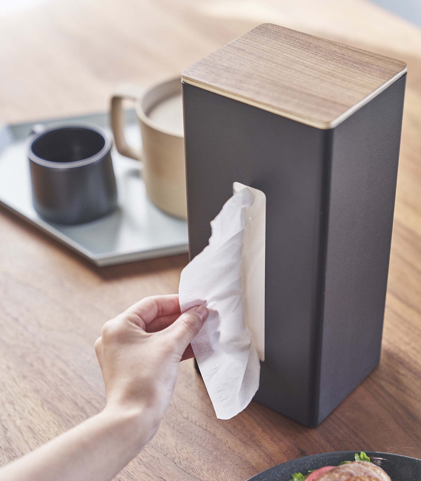 Dual-Sided Tissue Box Cover - Elegant Steel and Wood Design for Home & Office Decor
