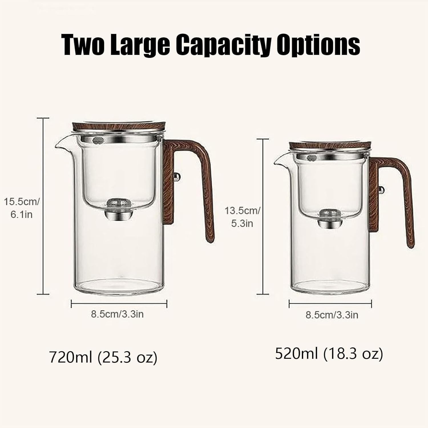 Auraleaf Glass Teapot with Wooden Handle - 720ml Water Separation Teapot for Blooming Tea & Loose Leaf Tea - Perfect for Tea Ceremonies, Home Brewing & Witchcraft Tea Rituals