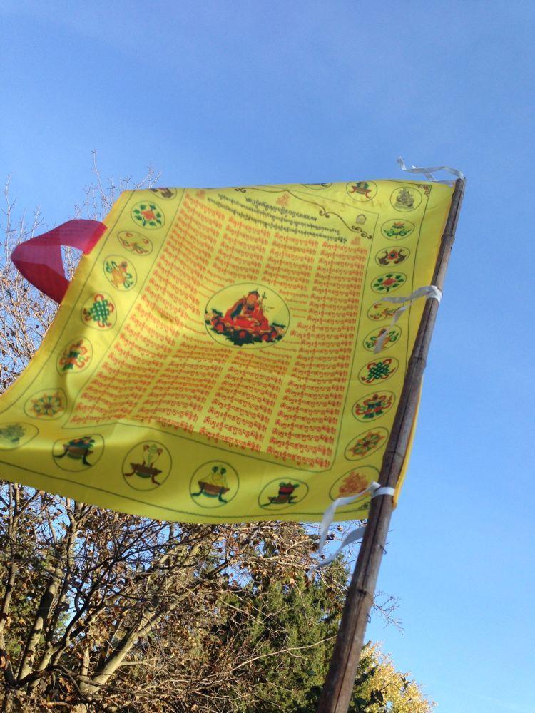 Guru Rinpoche Yellow Prayer Flags - Authentic Tibetan Buddhist Blessing Banners for Home, Meditation & Spiritual Protection