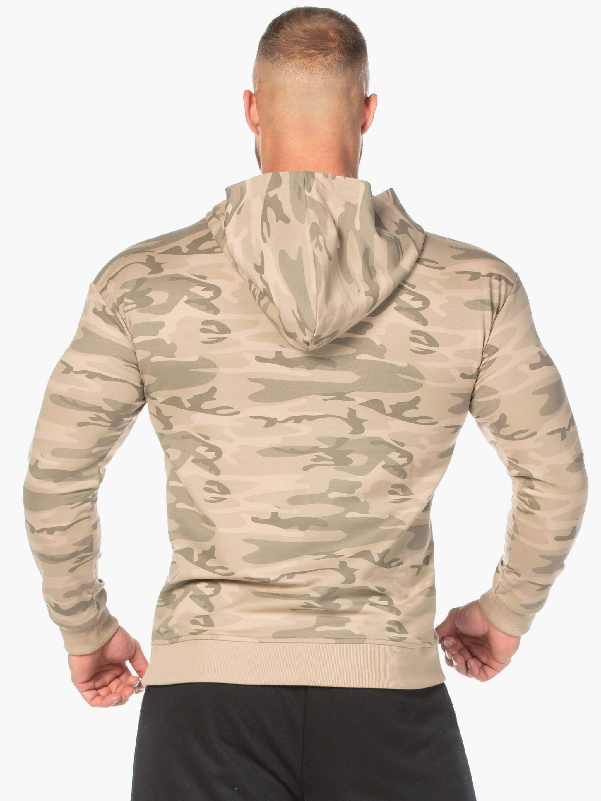 Men's Camo Pullover Hoodie - Tan Camouflage Sweatshirt for Outdoor Hunting & Casual Wear