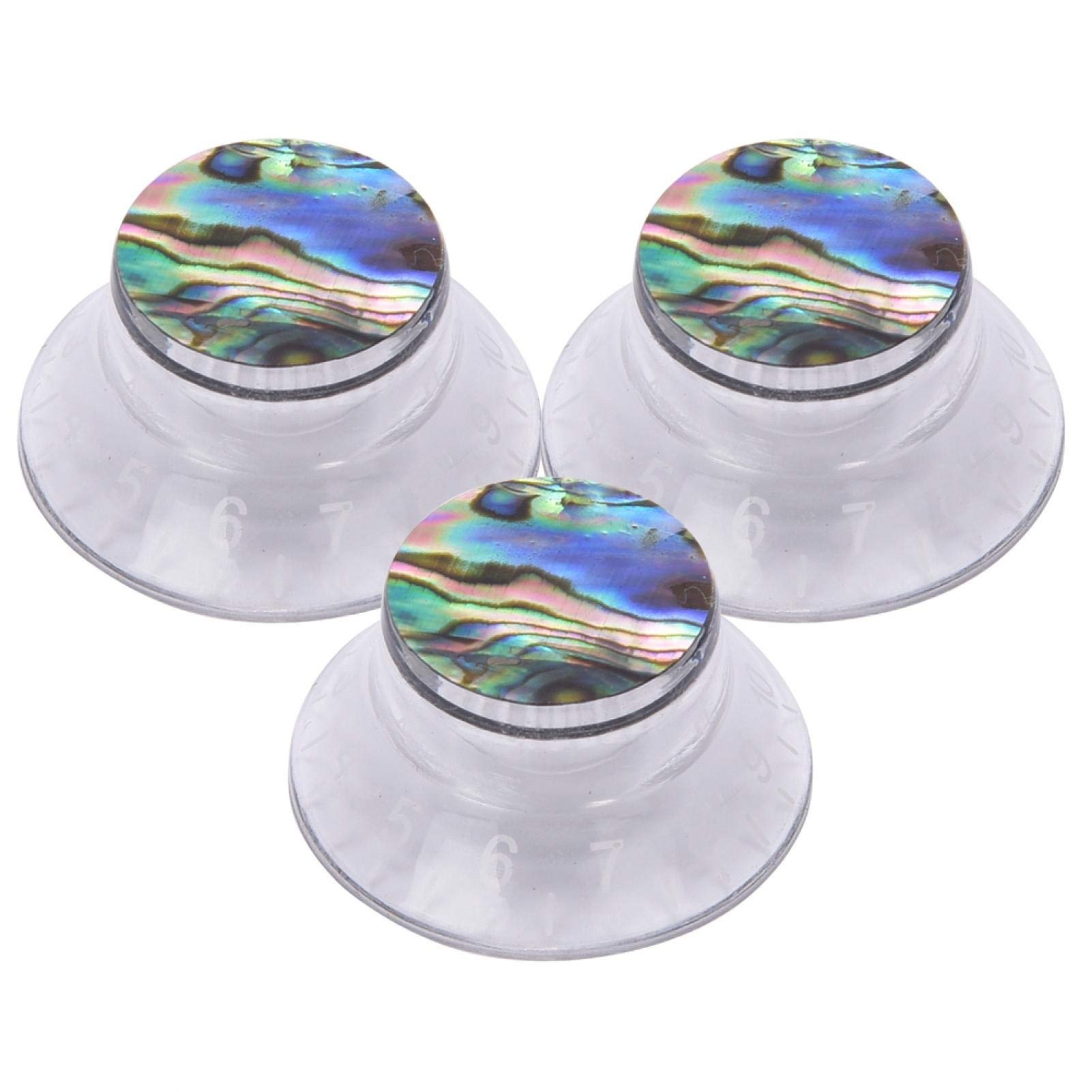 3 Pcs Transparent Plastic Electric Guitar Knobs - Color Mosaic Shell Control Knobs for Volume & Tone, Durable Potentiometer Replacement Parts - Perfect for DIY Guitar Repair & Customization