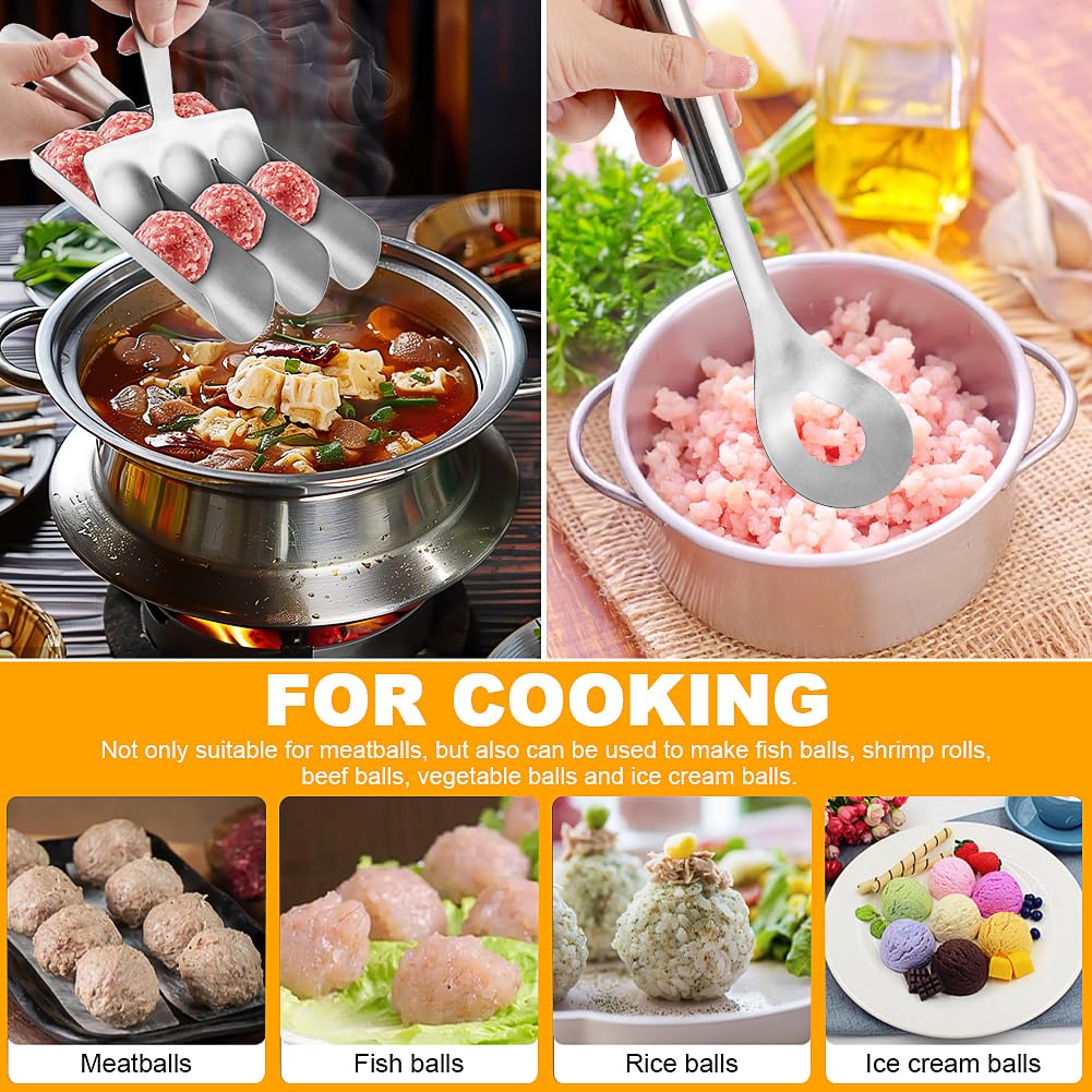 3-in-1 Stainless Steel Meatball Maker Tool - Non-Stick Meatball Scoop & Ball Shaper - Perfect for Homemade Meatballs, Meatball Subs & DIY Home Cooking - Ideal for Kitchens, Restaurants & Meal Prep